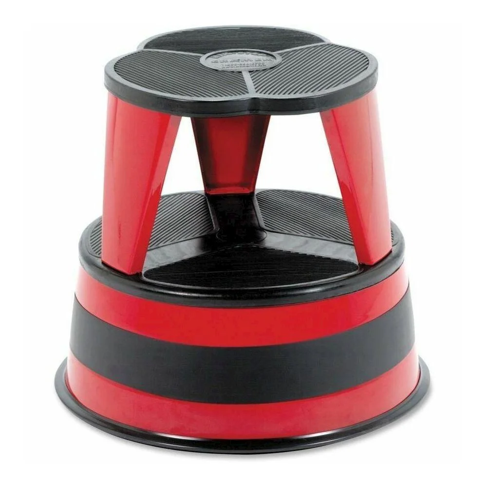 Kik-Step Steel Step Stool 2-Step, 350 lb Capacity, 16" dia. x 14.25h, Red