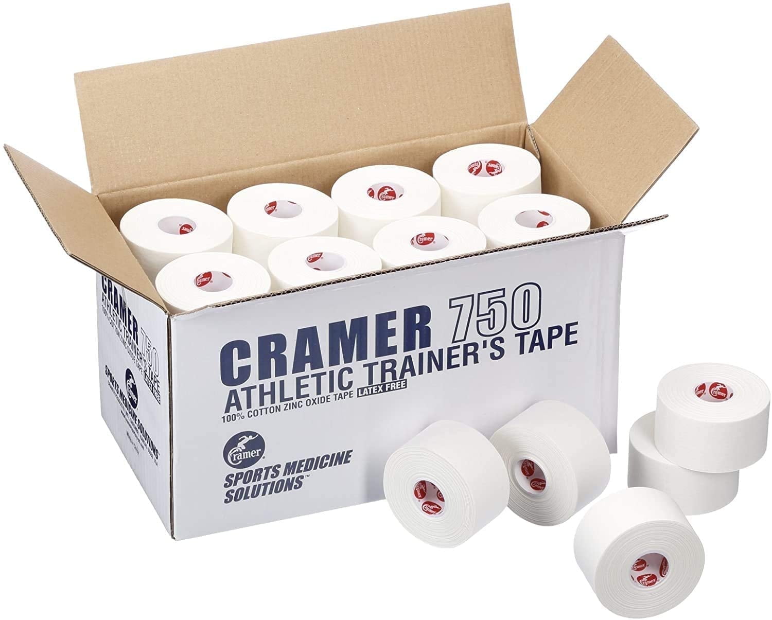 Cramer Team Color Athletic Tape, White, Latex-Free, 1.5" x 15yds, 32 Roll Bulk Case, Tearable Sports Tape for Wrists, Ankles, Baseball, Training, Strong Athletic Wrap for Athletes & Trainers