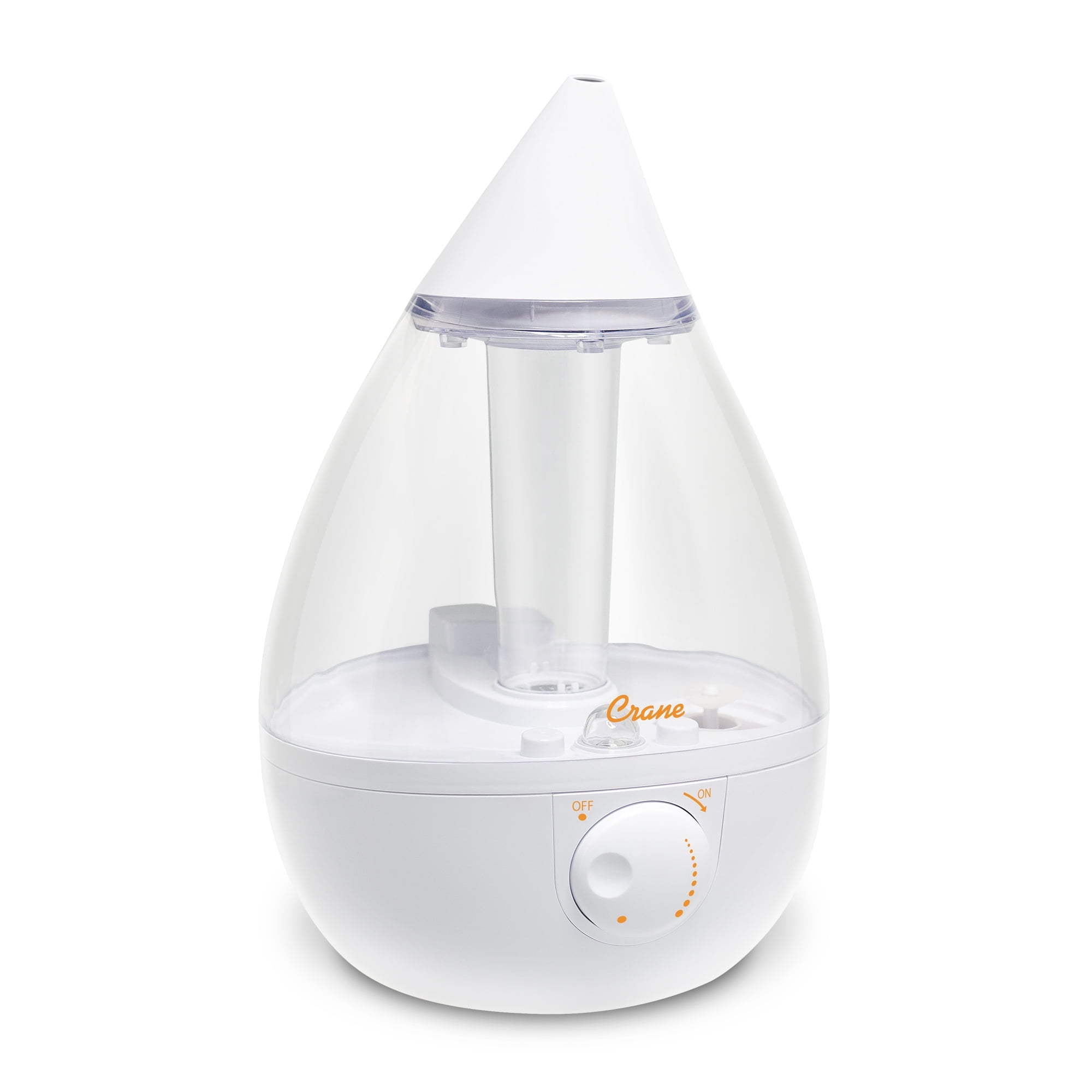 Crane White Drop Ultrasonic Cool Mist Teardrop Humidifier, 1 Gallon, Auto Shut-Off, Baby Humidifier for Nursery and Bedroom