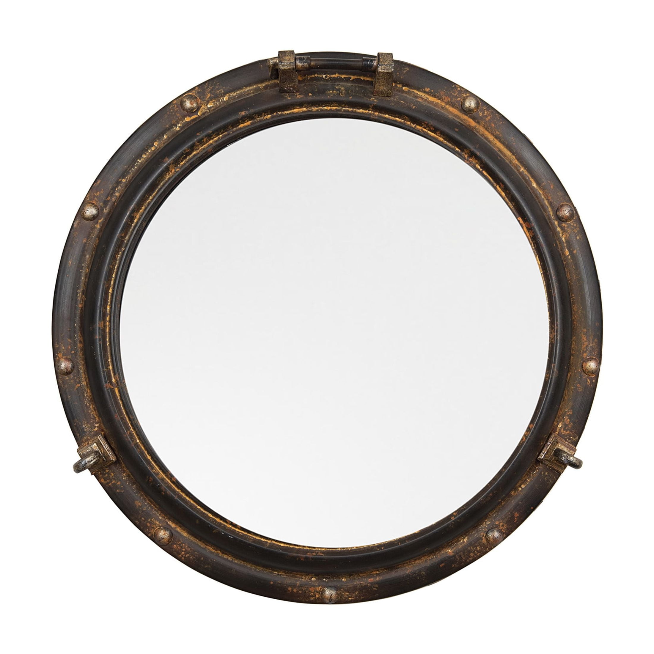 Creative Co-Op Round Metal Porthole Wall Mirror, Rust