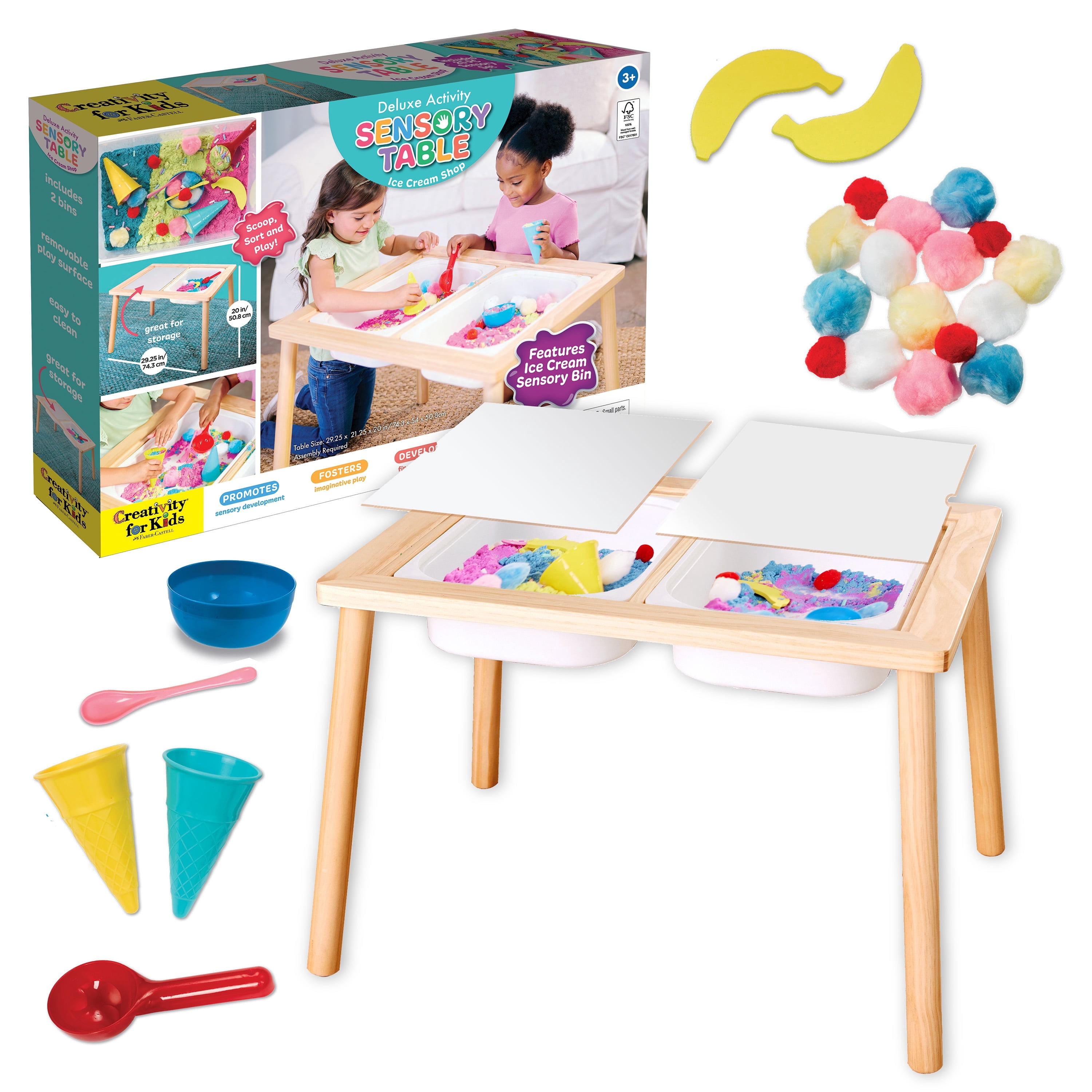 Creativity for Kids Deluxe Sensory Table: Ice Cream Shop, Activity Table for Toddlers Ages 3-5+ (Sensory Bins Included), Toddler Sensory Table, Kids Art Table with Sensory Toys