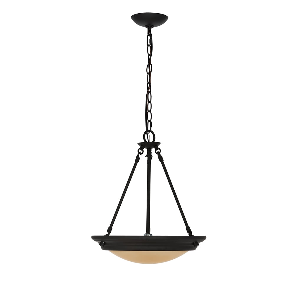 Cresswell Lighting 15" Dark Bronze 3 Light Pendant Ceiling Light, LED Bulbs Included