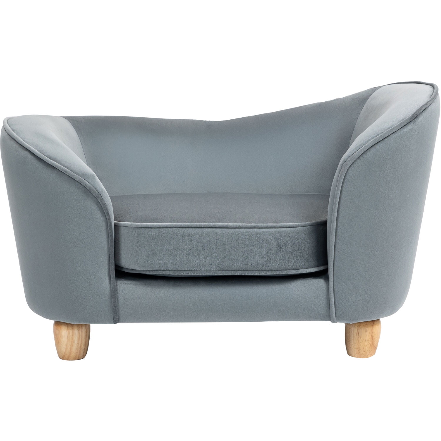 Critter Sitters 28-In. Faux-Velvet Gray Oval Pet Bed for Small-Sized Dogs and Cats