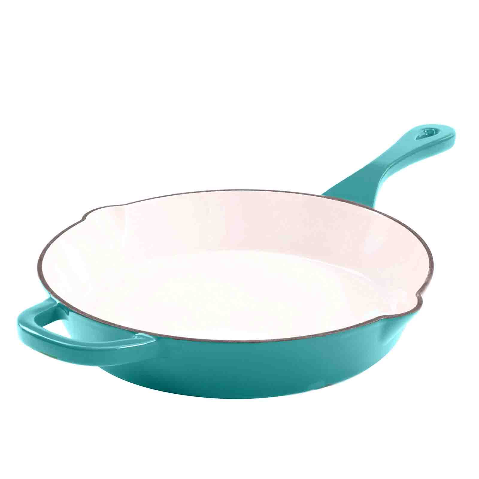 Crock Pot Artisan Enameled Round Cast Iron 12" Skillet, Teal Ombre