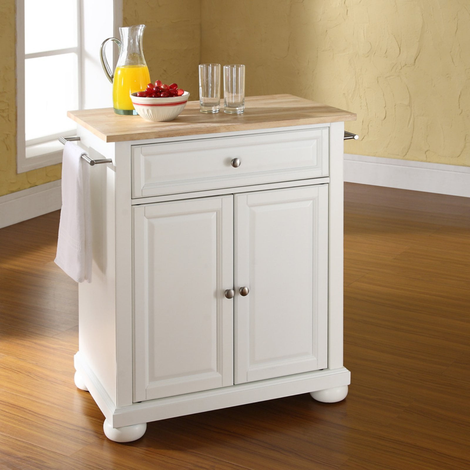 Crosley Furniture Alexandria Natural Wood Top Portable Kitchen Island
