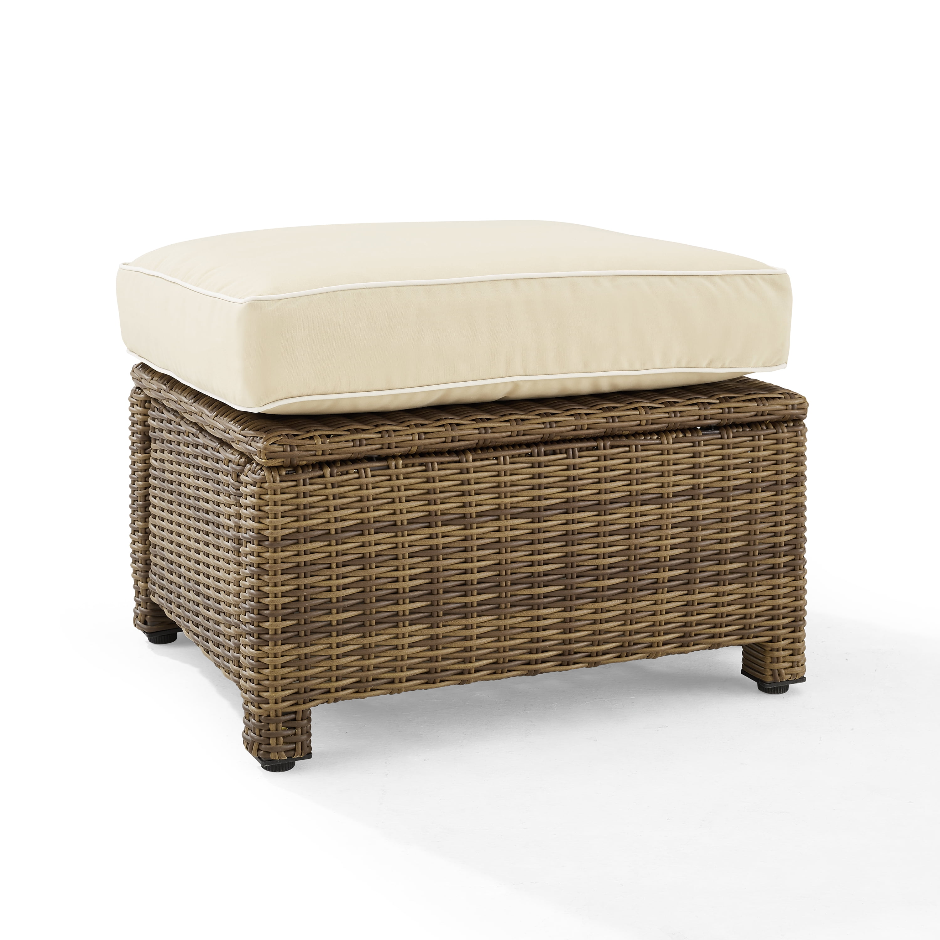 Crosley Furniture Bradenton 25"Fabric Outdoor Ottoman in Sand/Brown