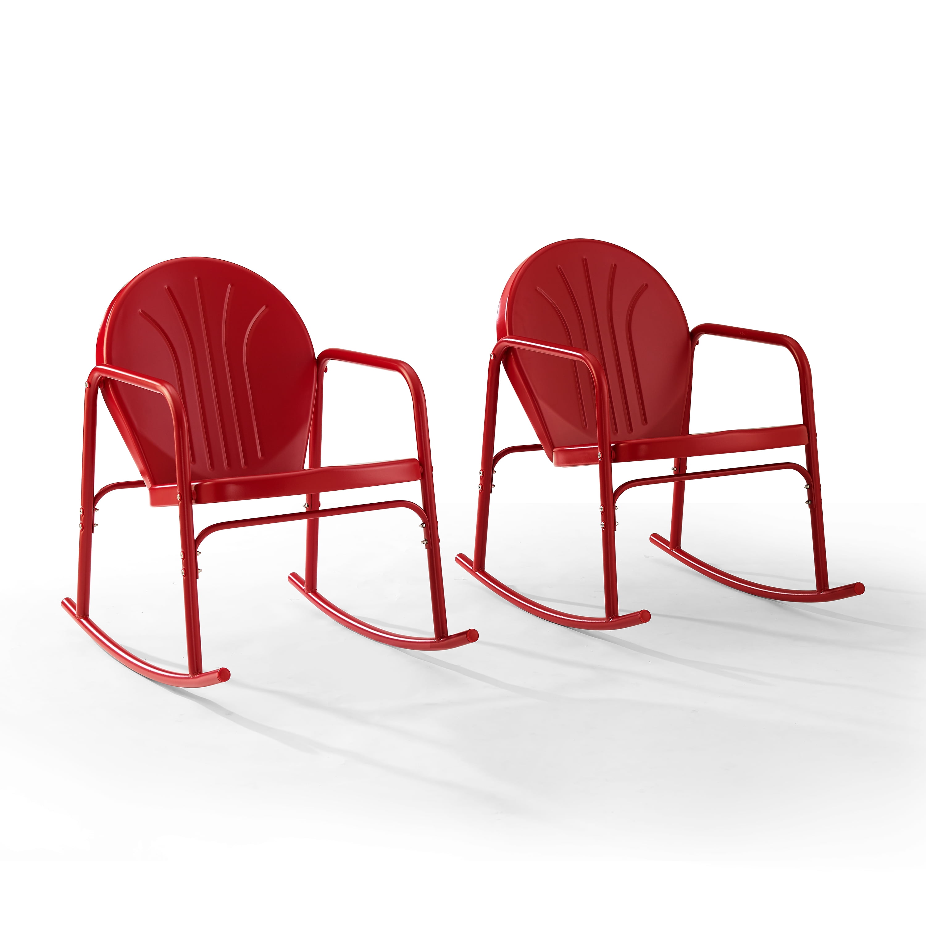 Crosley Furniture Griffith Metal Rocking Chair in Bright Red Gloss (Set of 2)