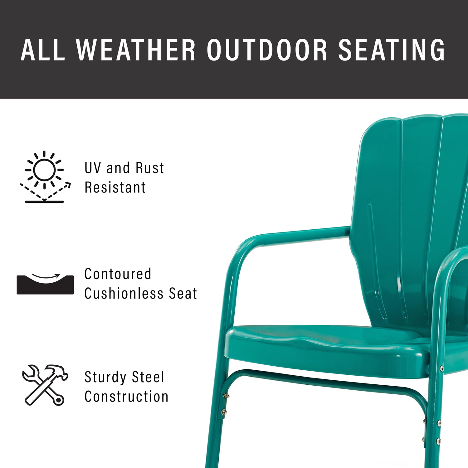 Crosley Furniture Ridgeland 4-piece Metal Outdoor Conversation Set in Turquoise