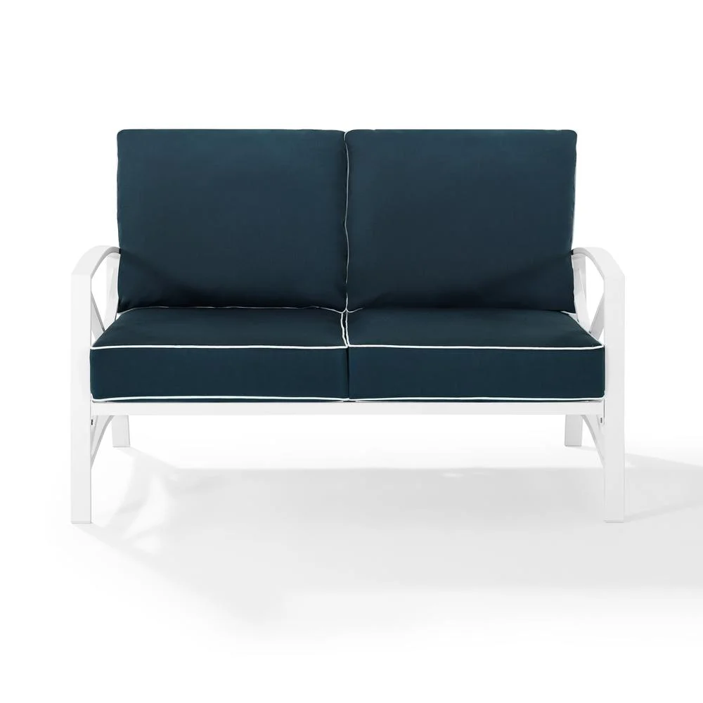 Crosley Kaplan Patio Loveseat in Navy and White