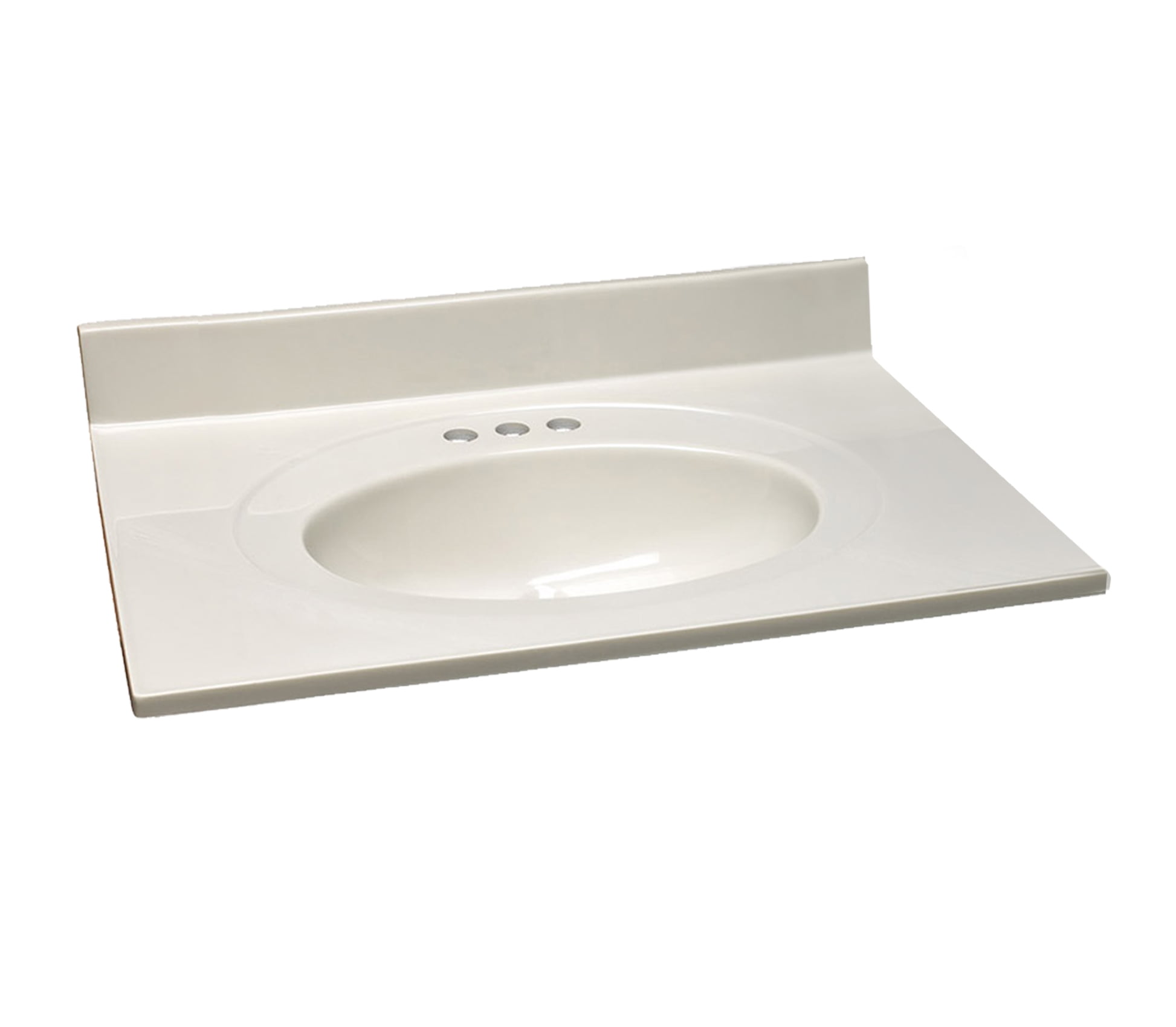 Design House Cultured Marble 31" x 22" Single Bowl Vanity Top with Backsplash and Centerset Mount, Ivory Swirl