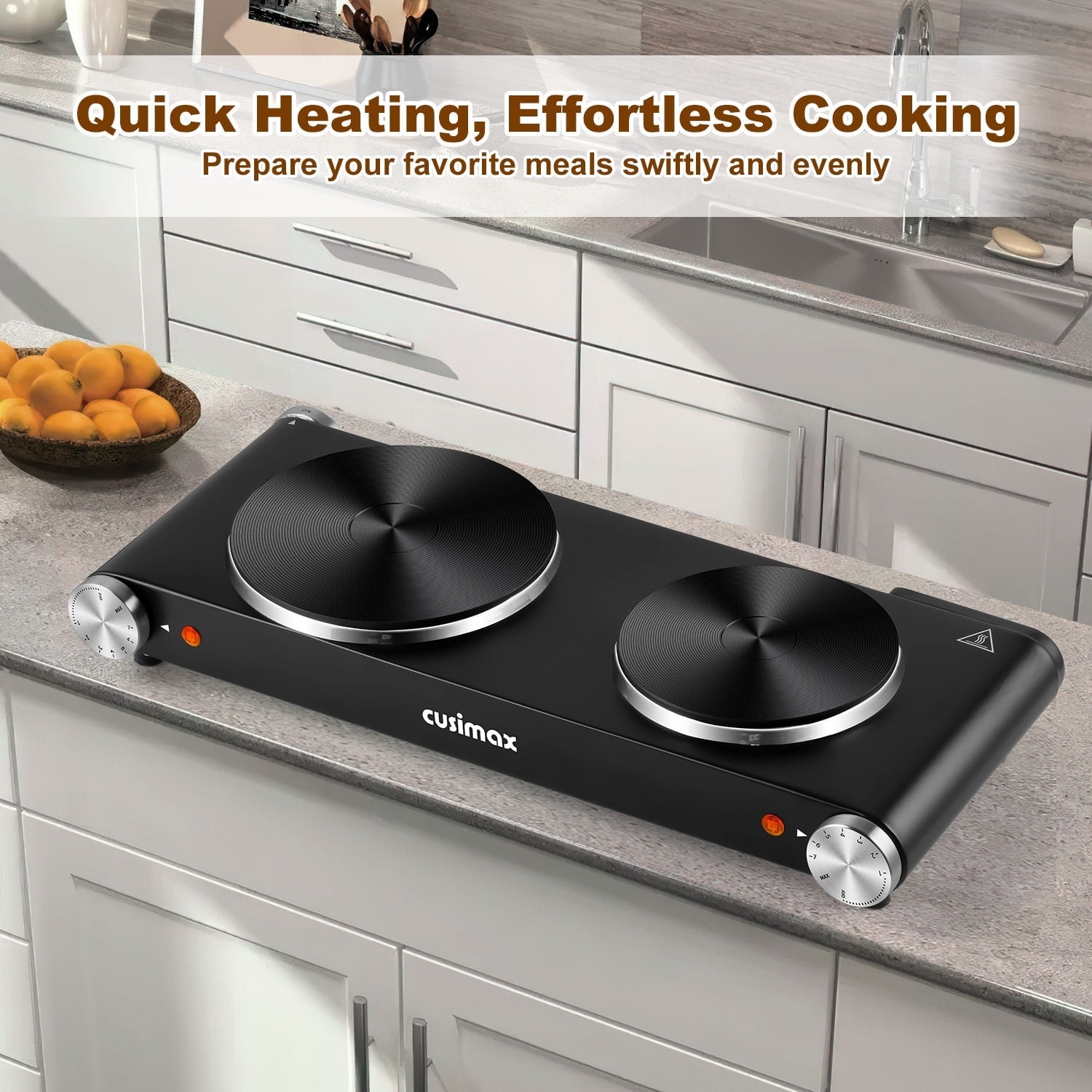 Cusimax 23.03 Inch 2-Coil Stainless Steel Countertop Burners