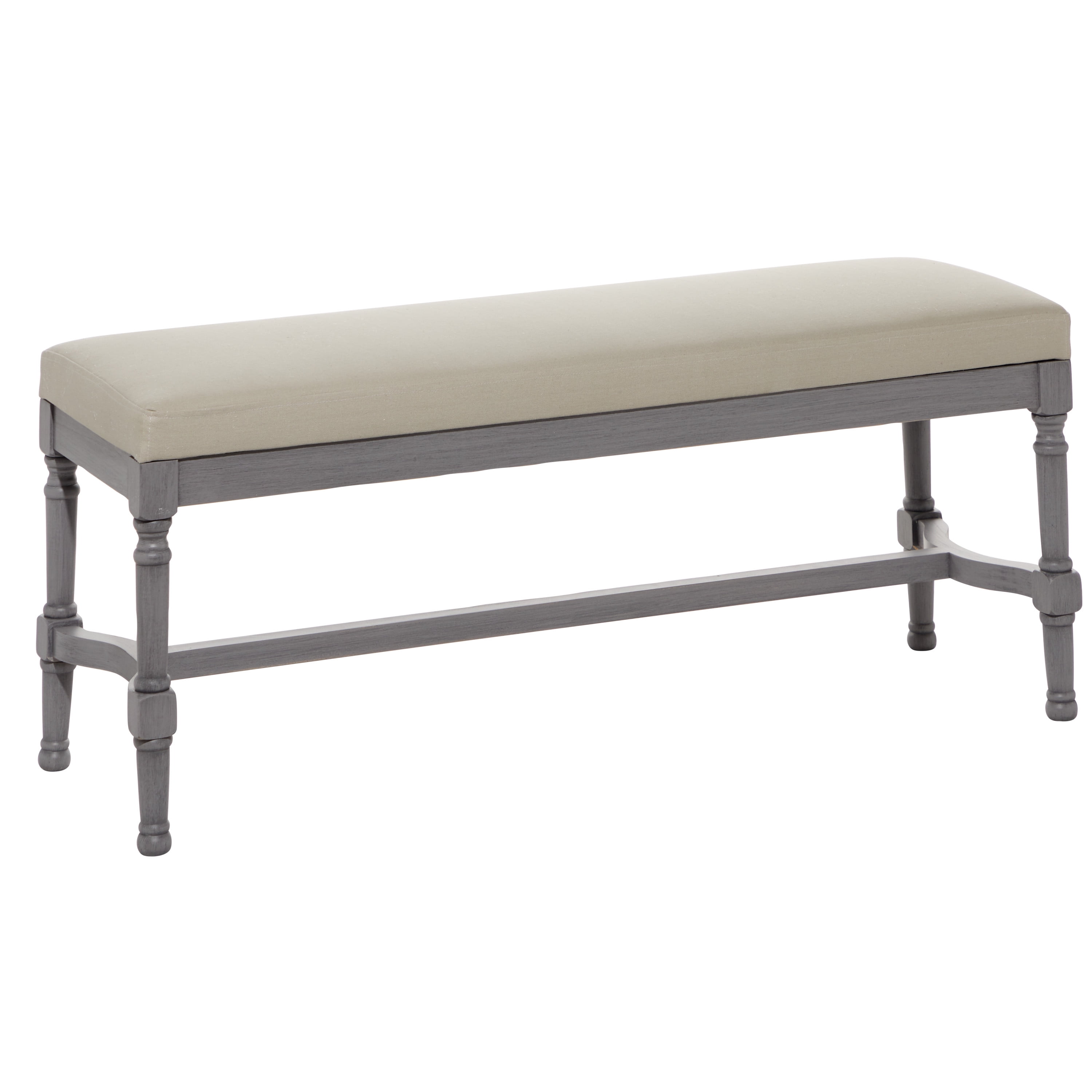 DecMode Wood Bench with Burlap Seat, Gray