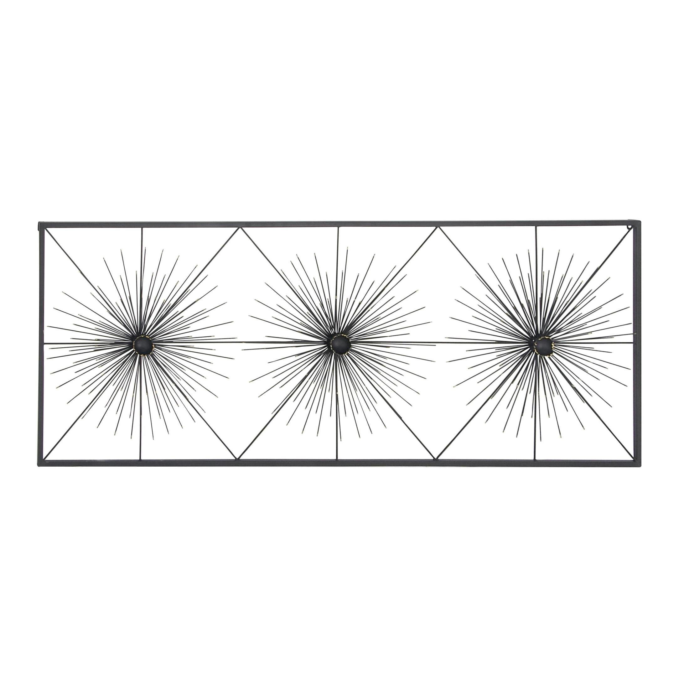 DecMode Black Metal Sea Urchin Starburst Wall Decor with Black Frame
