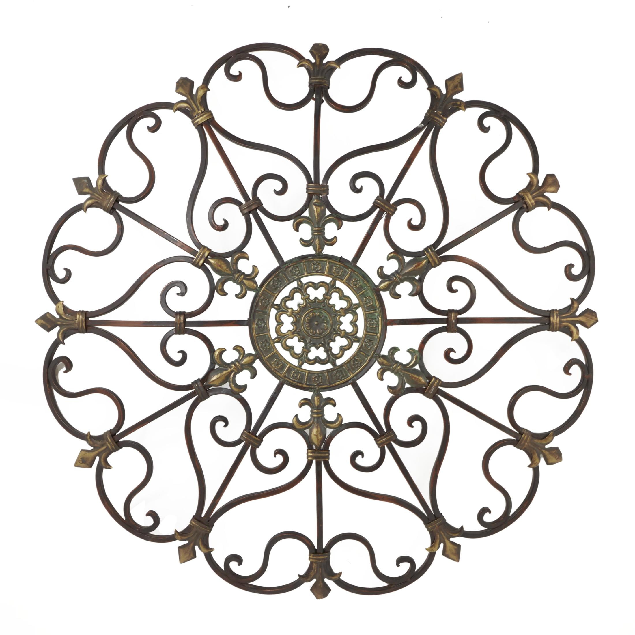DecMode Brown Metal Scroll Wall Decor