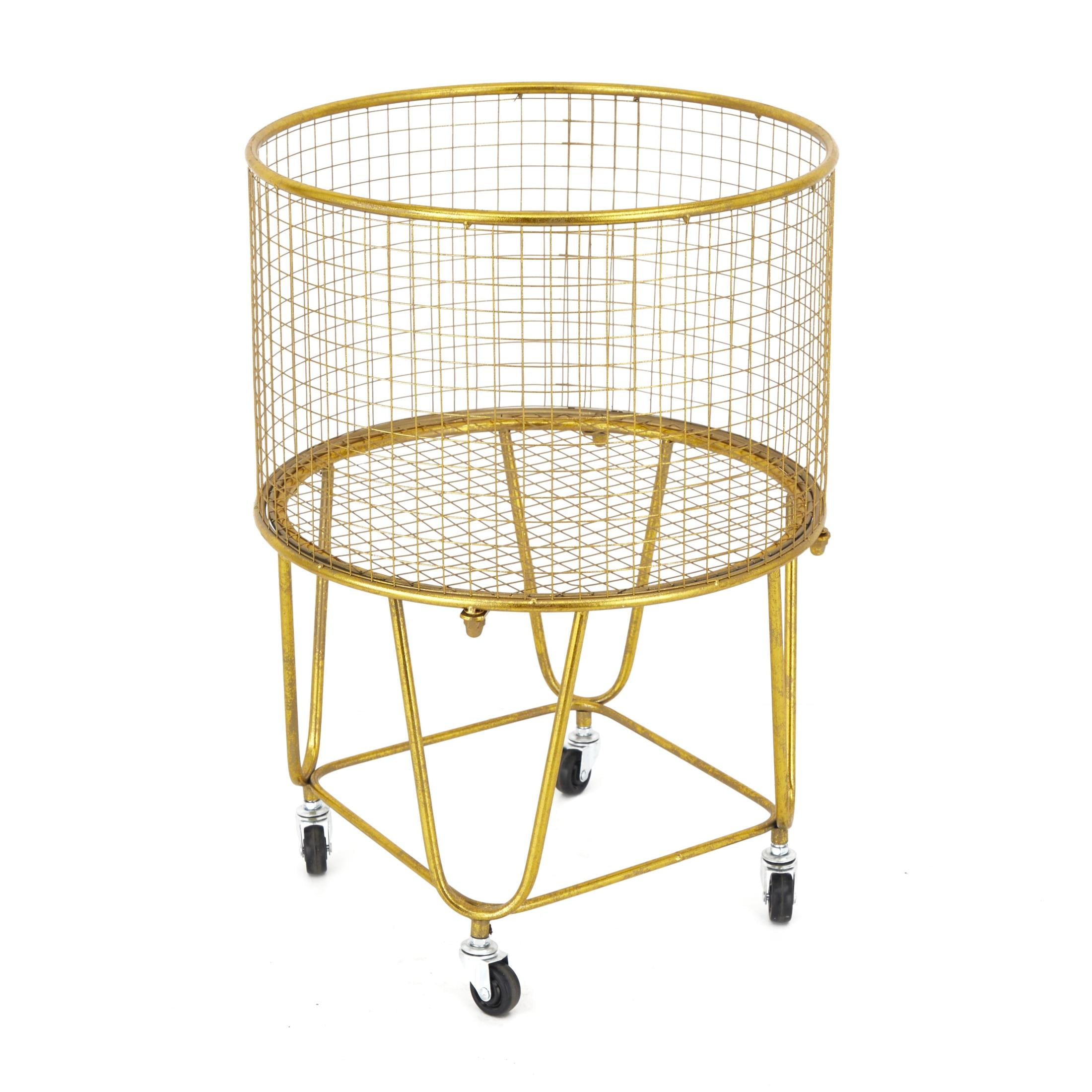 DecMode Gold Metal Storage Cart with Wheels