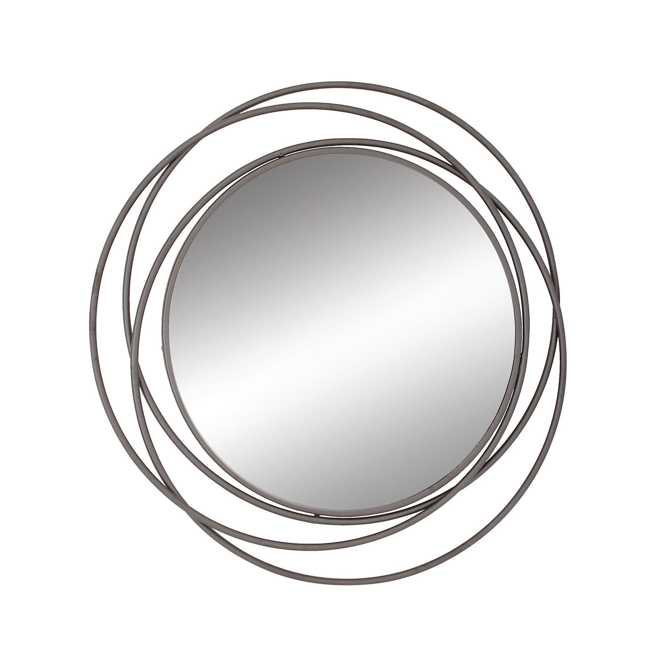 DecMode Gray Modern Metal Wall Mirror with Overlapping Rings Frame, 42"W x 40"H