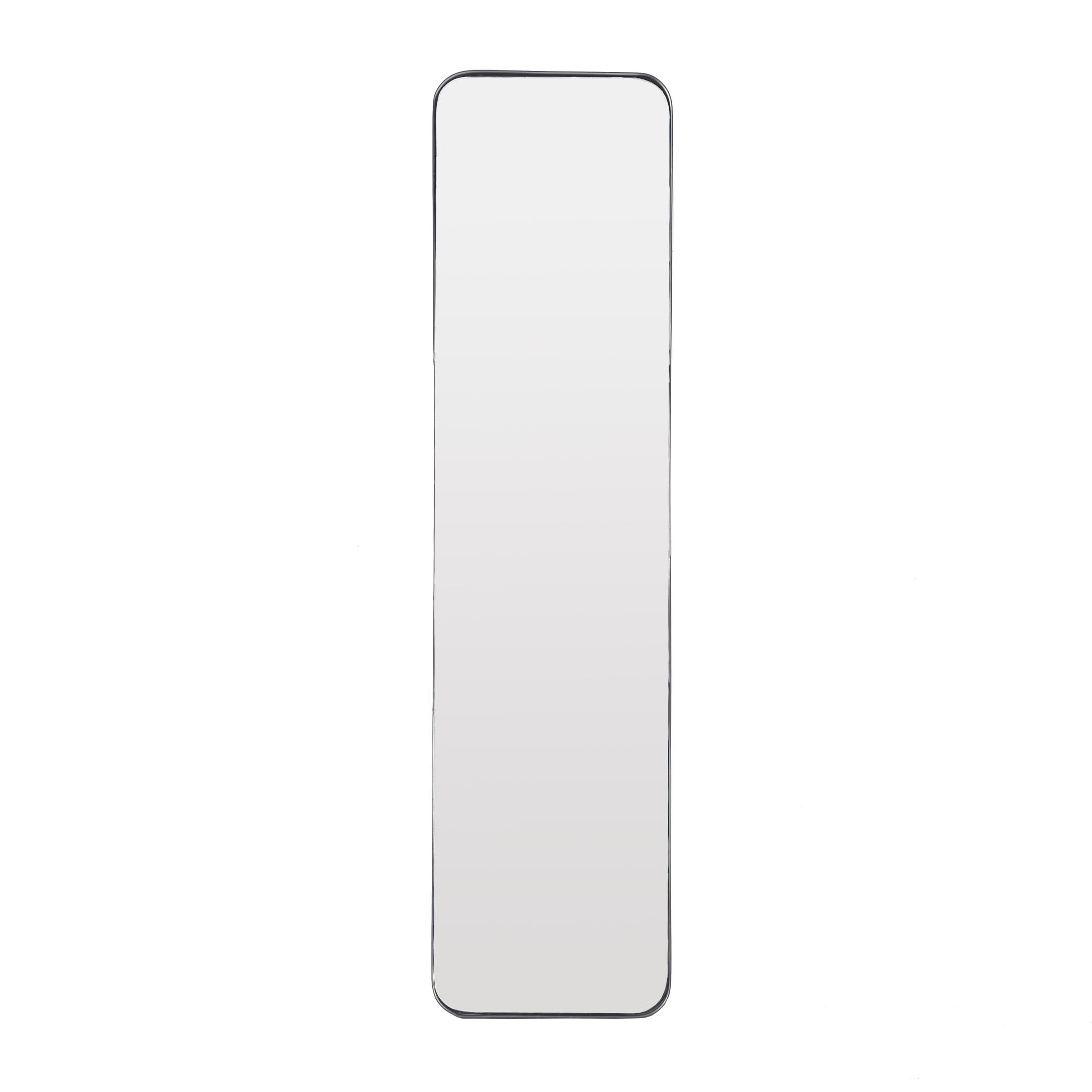 DecMode 12" x 48" Black Slim Wall Mirror with Thin Frame