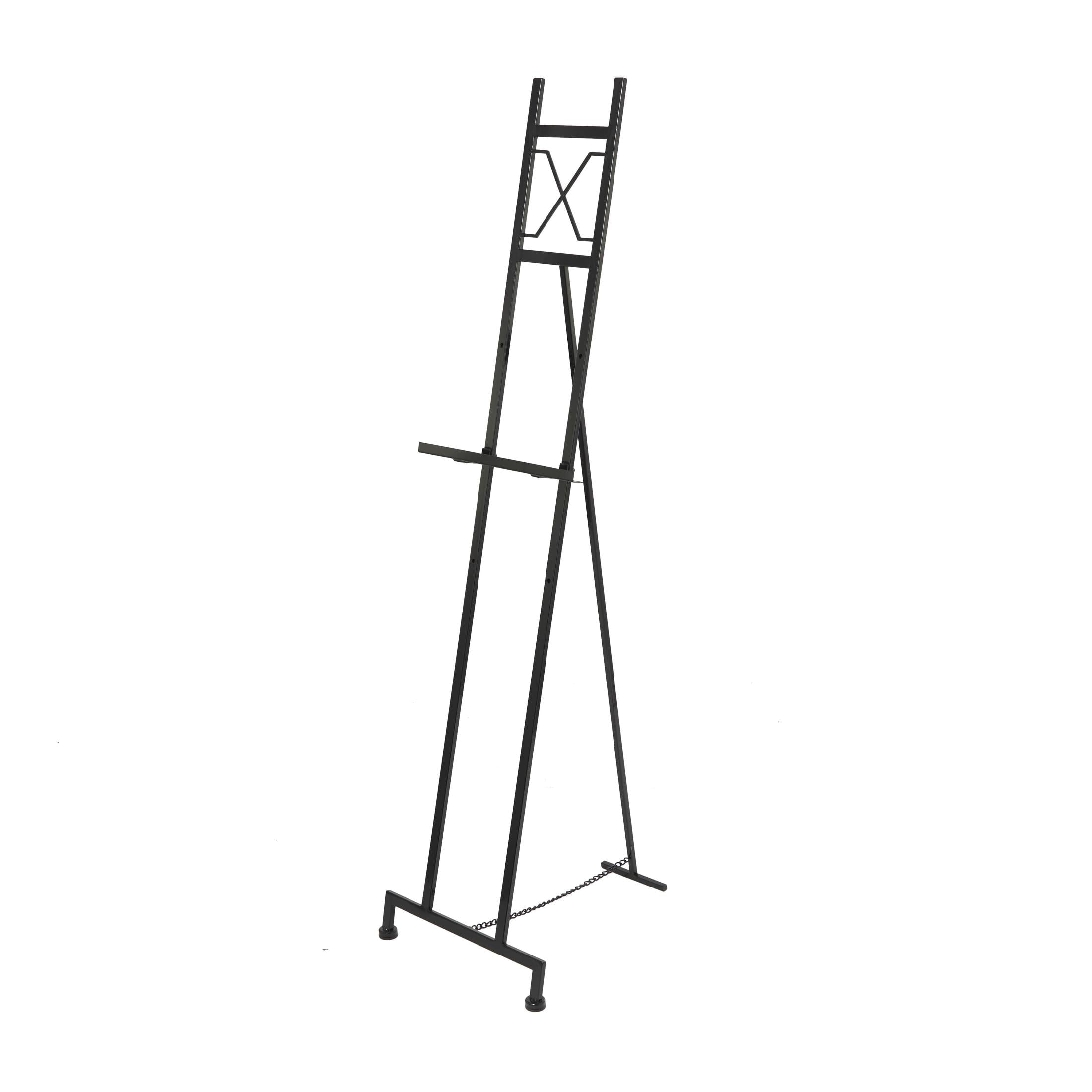 DecMode 16" x 57" Black Metal Tall Adjustable Floor 3 Tier Easel, 1-Piece