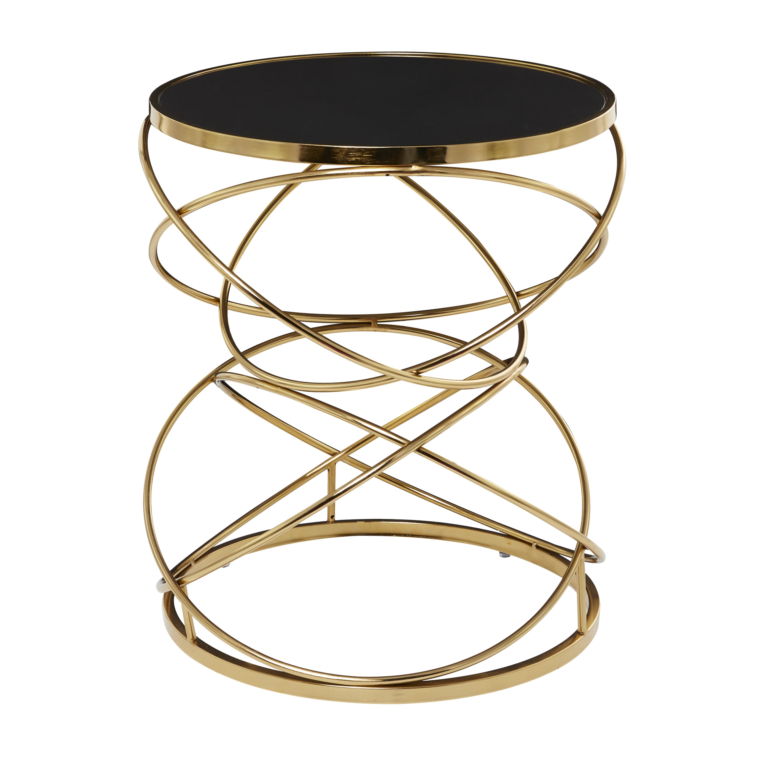 DecMode 20" x 24" Black Marble Accent Table with Spiral Base, 1-Piece