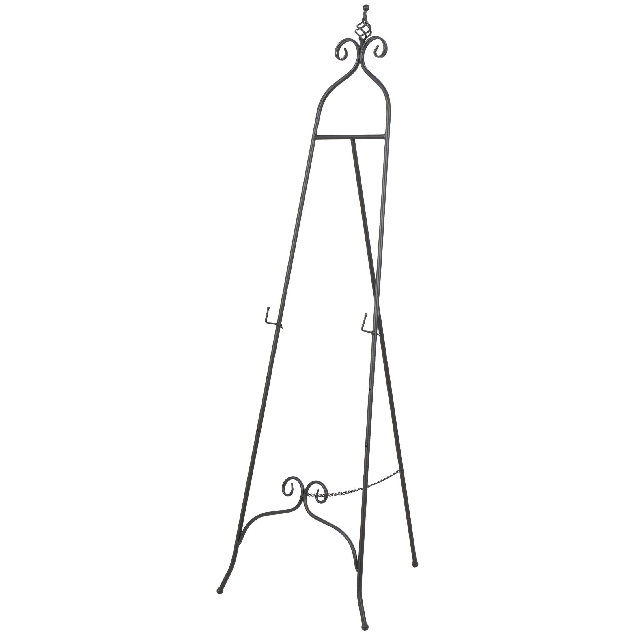 DecMode 21" x 63" Black Metal Tall Adjustable Floor 3 Level Scroll Easel, 1-Piece