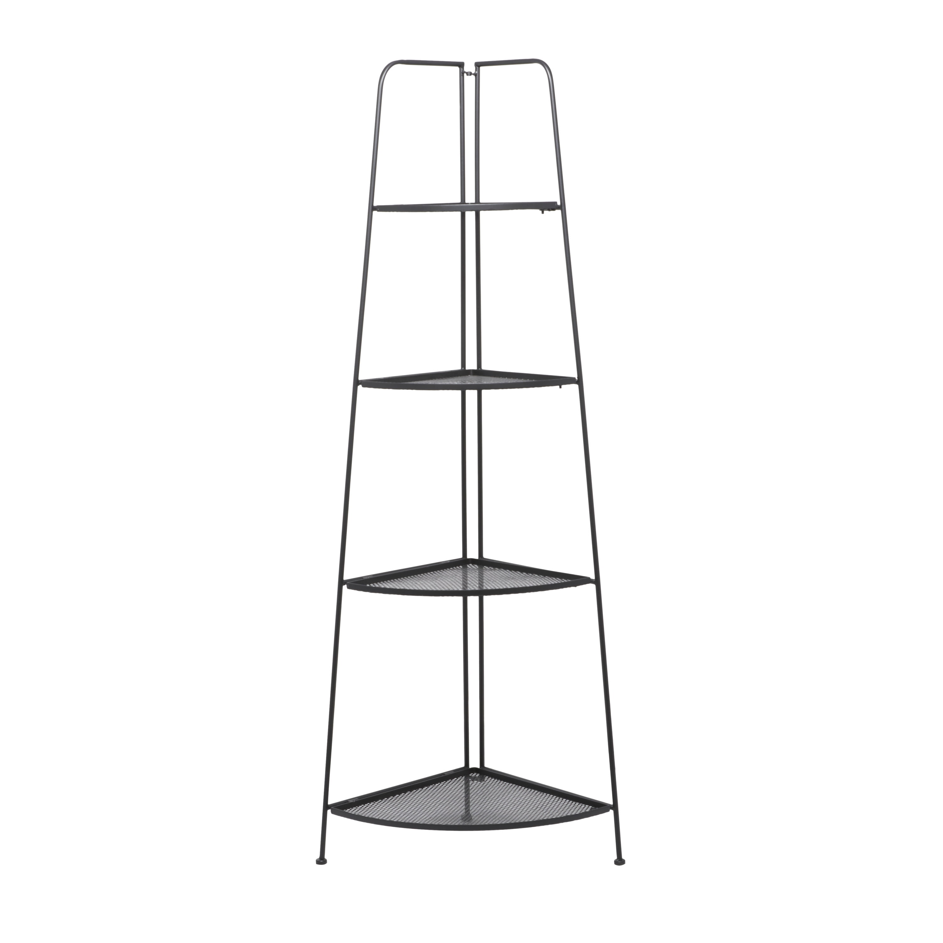 DecMode 22" x 27" Black Metal Indoor Outdoor Tall Folding 4 Shelves Bakers Rack, 1-Piece