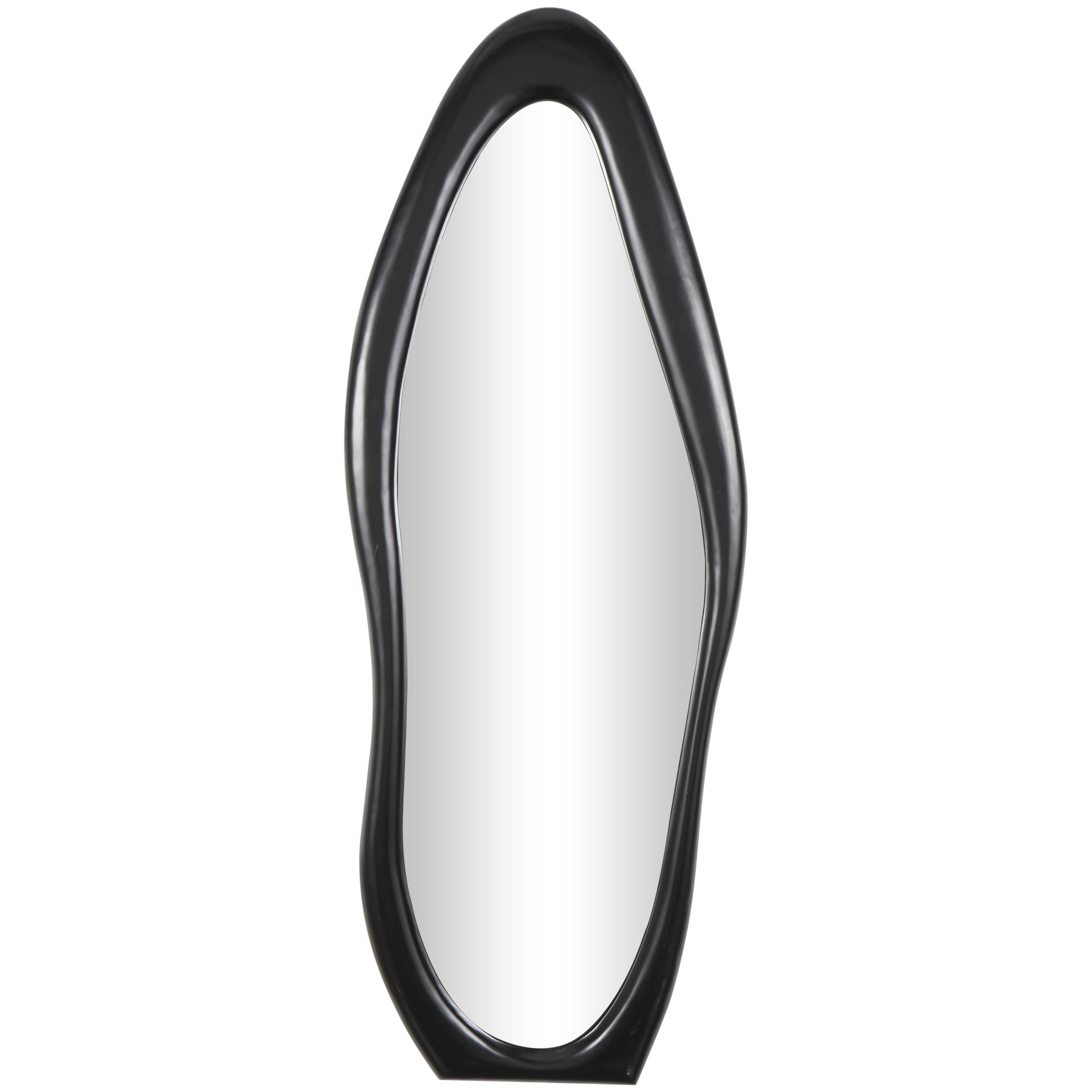 DecMode 23" x 63" Black Wavy Abstract Wall Mirror