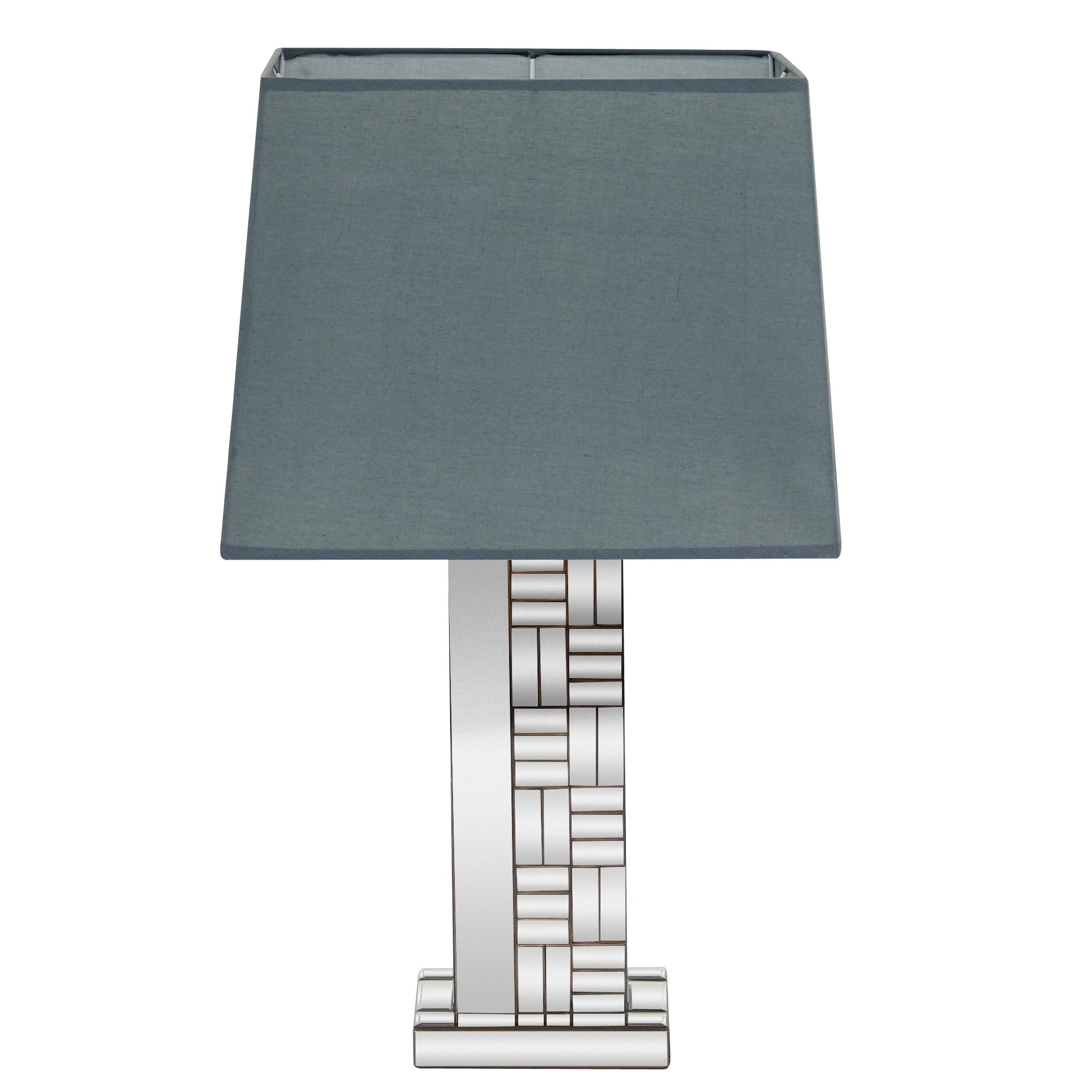 DecMode 30" Mirrored Silver Table Lamp with Gray Linen Shade
