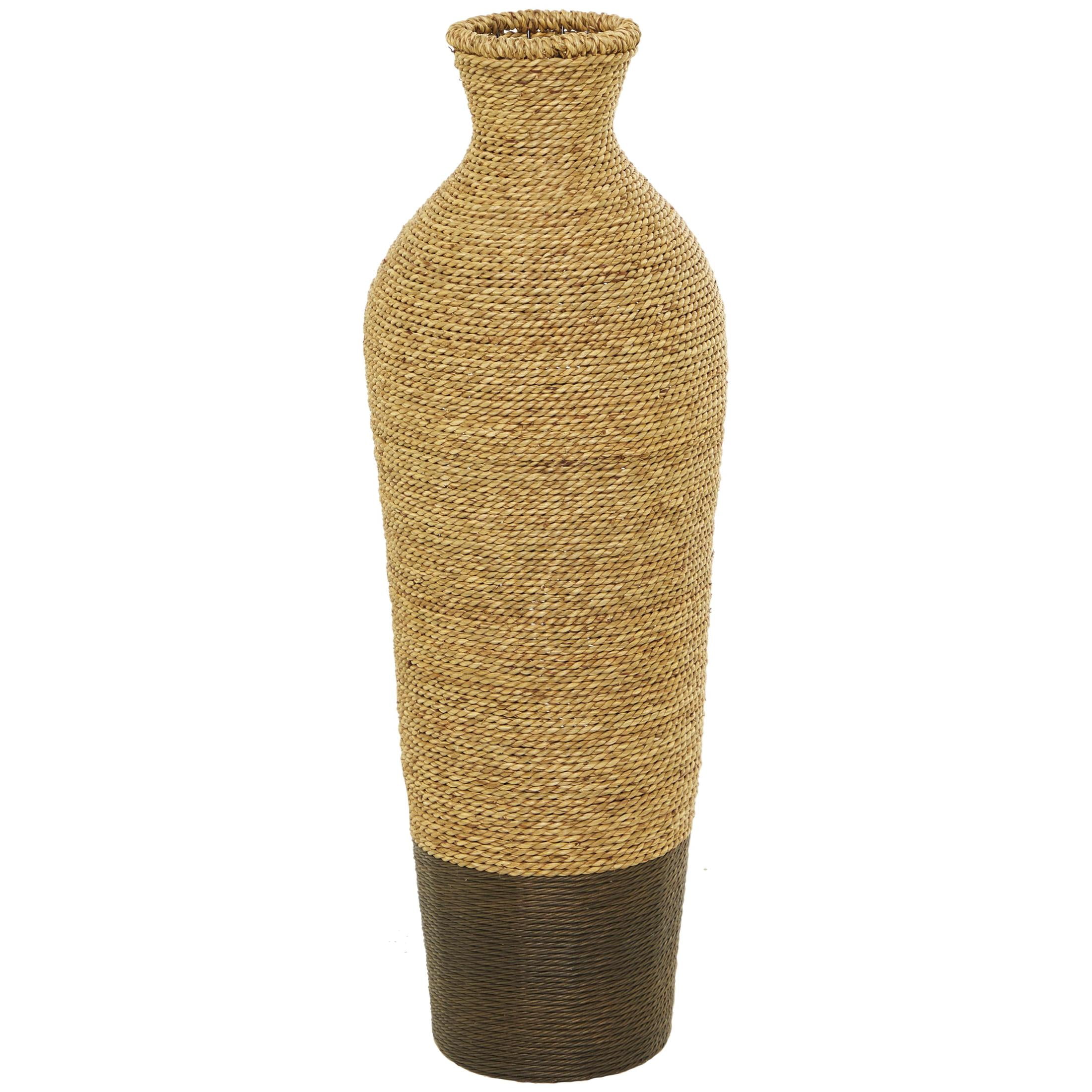 DecMode 33" Handmade Tall Woven Floor Brown Seagrass Vase