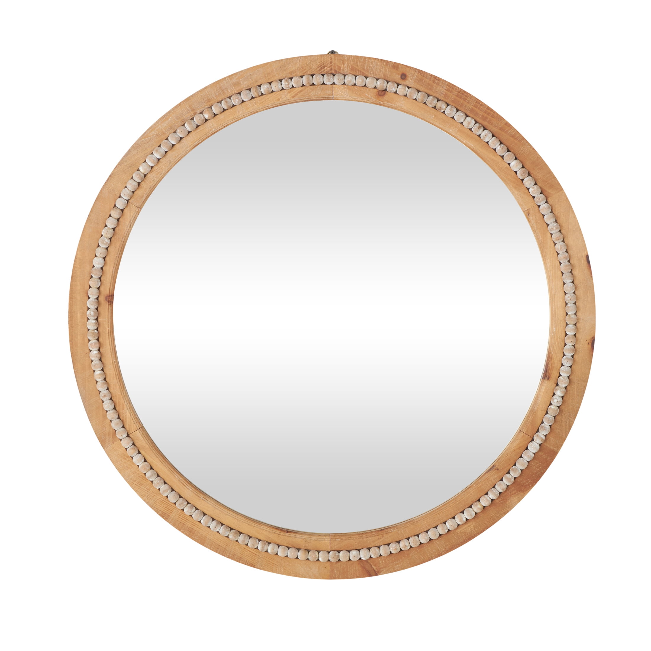 DecMode 36" x 36" Brown Washed Beaded Wall Mirror