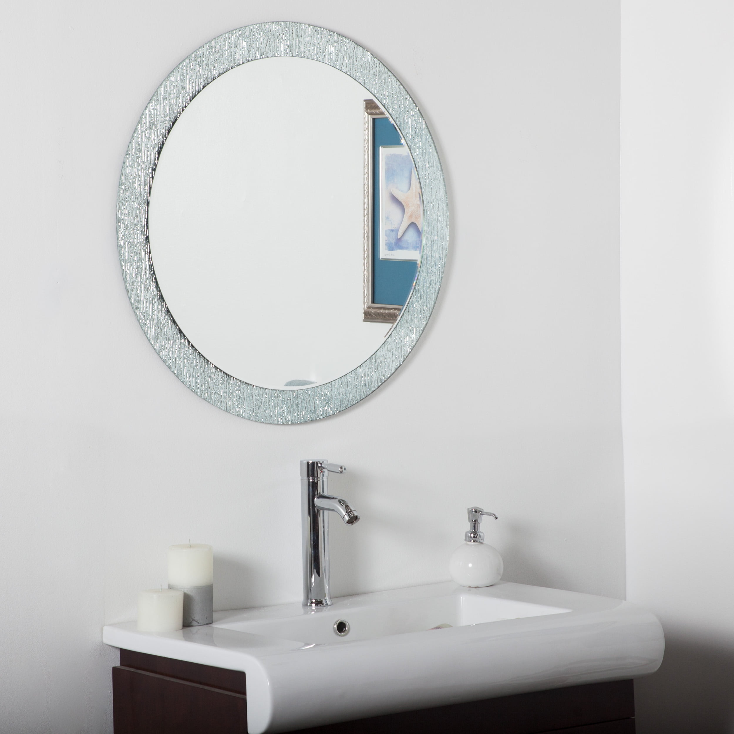 Decor Wonderland Molten 28" dia. Round Double Layer Frameless Bathroom Vanity Mirror
