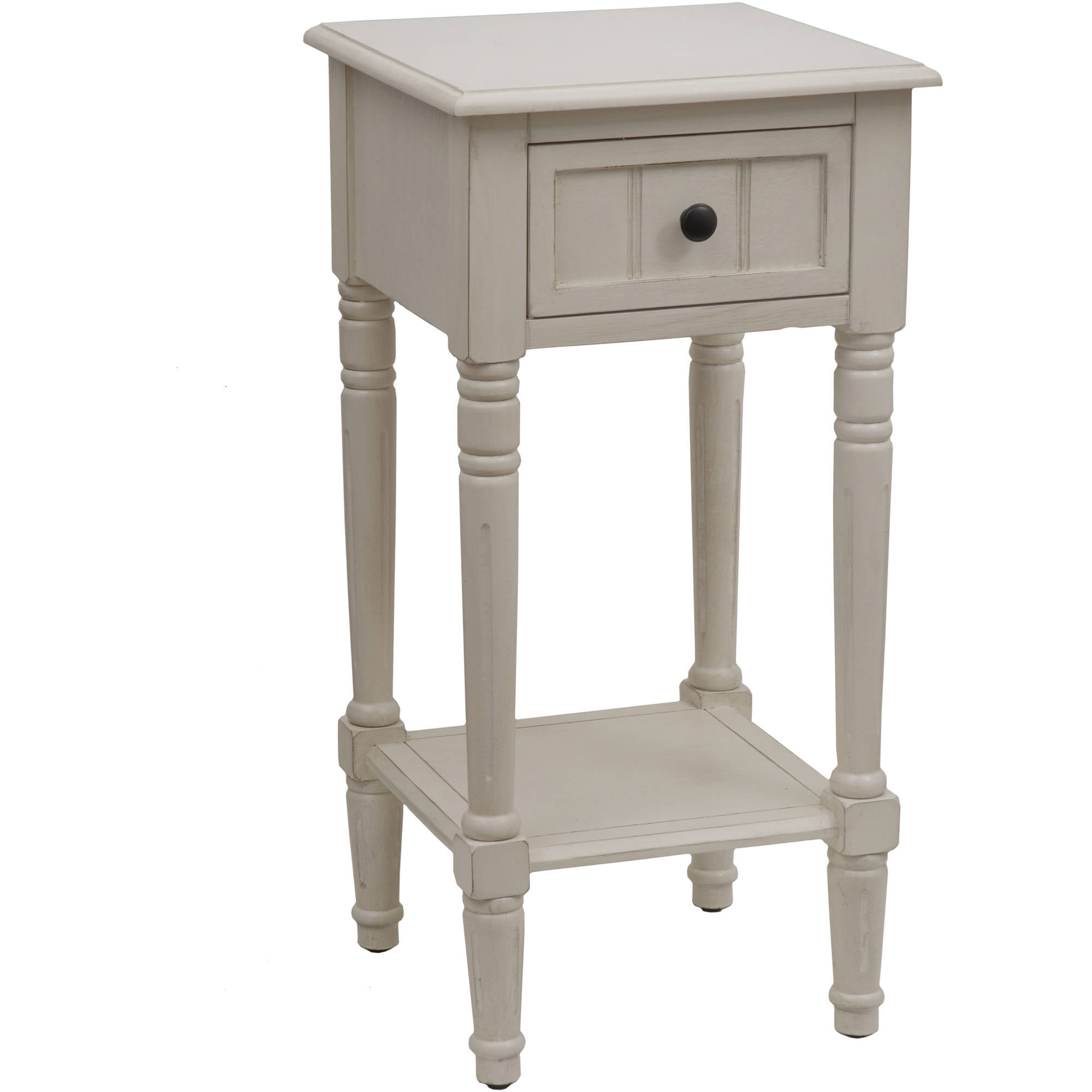 Decor Therapy Narrow End Storage Accent Table, 28"x14"x14" - Antique White