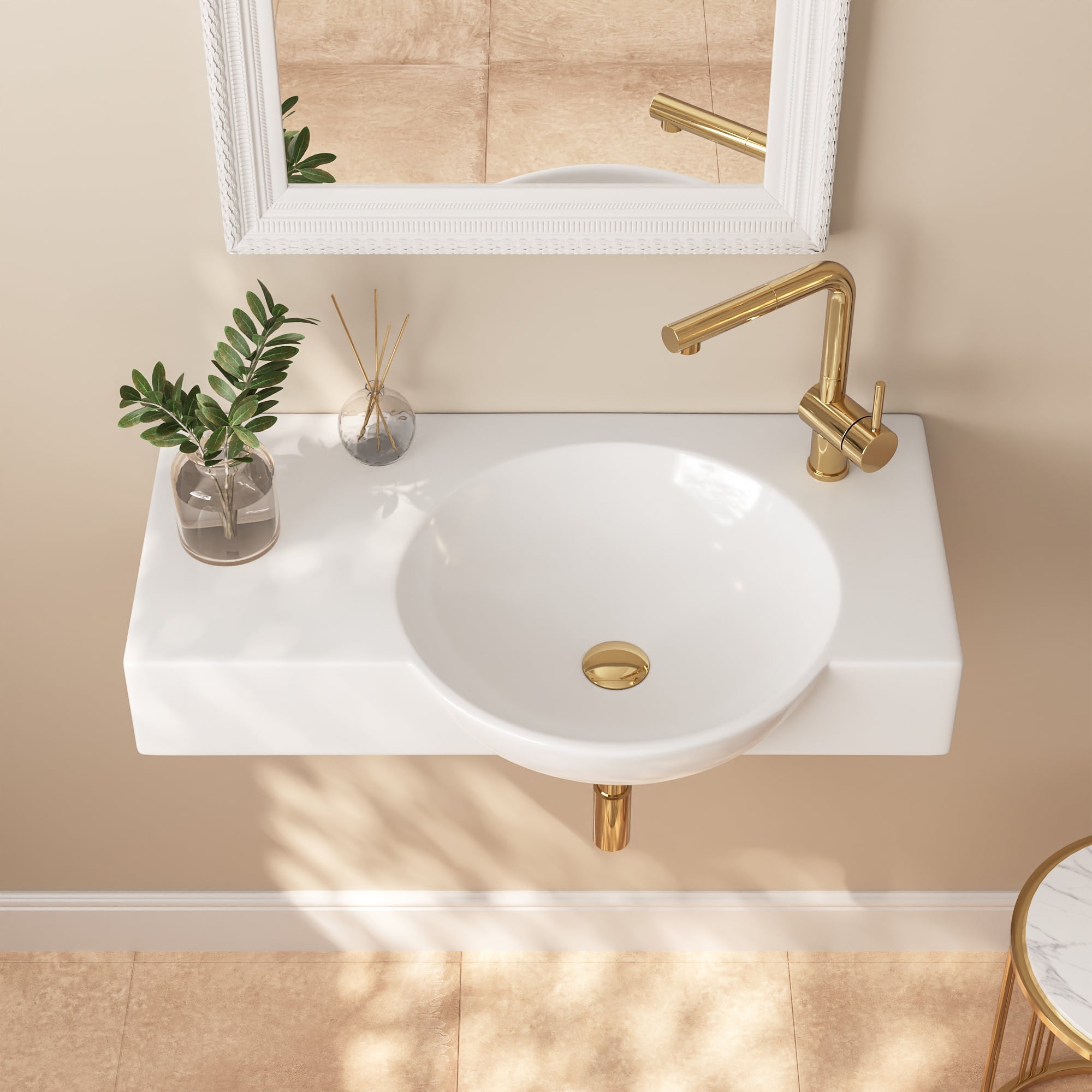 DeerValley DV-1WS0125 30" x 18" White Rectangular Vitreous China Wall Mount Bathroom Sink with Faucet Hole