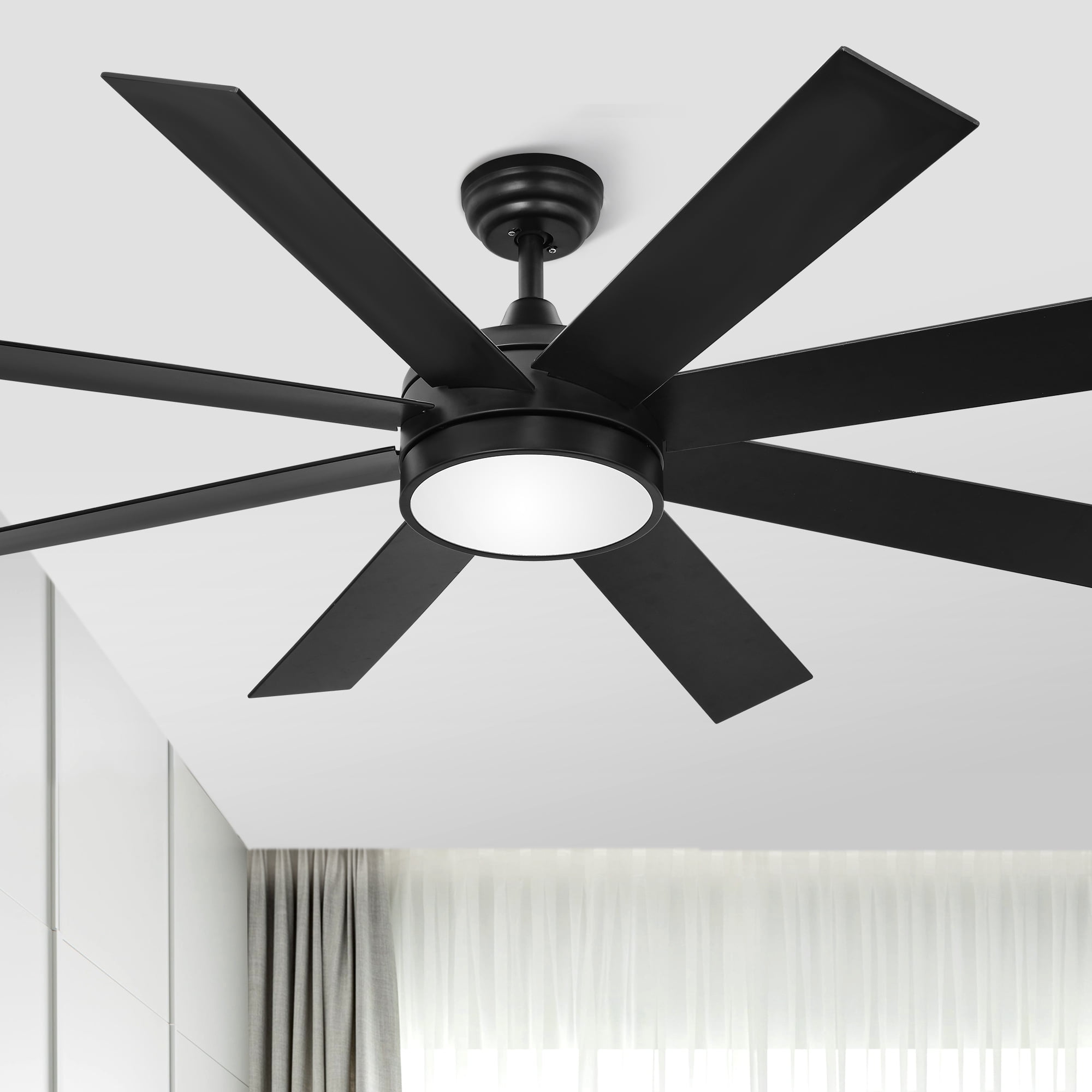 Dextrus 60'' Black LED Modern Indoor/Outdoor Ceiling Fan with Remote Control