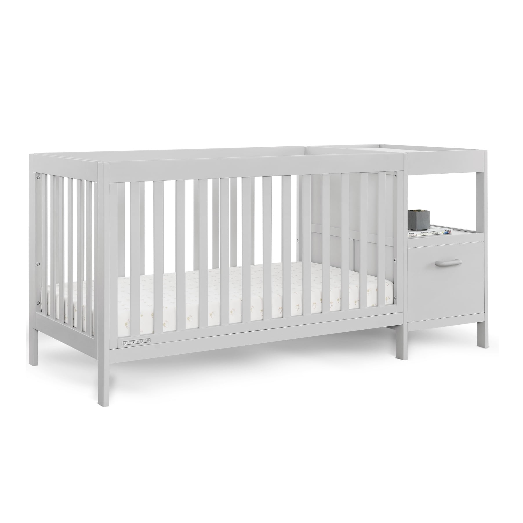 Delta Children Alice 5-in-1 Convertible Crib and Changer - Greenguard Gold Certified, Moonstruck Grey