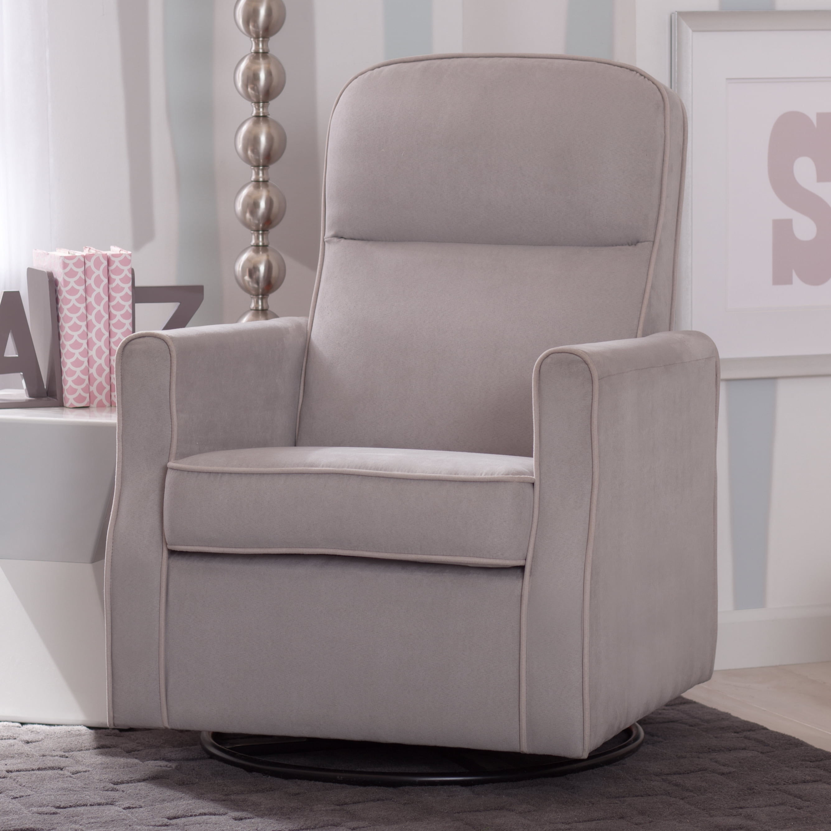 Delta Children Clair Slim Nursery Glider Swivel Rocker Chair, Dove Gray