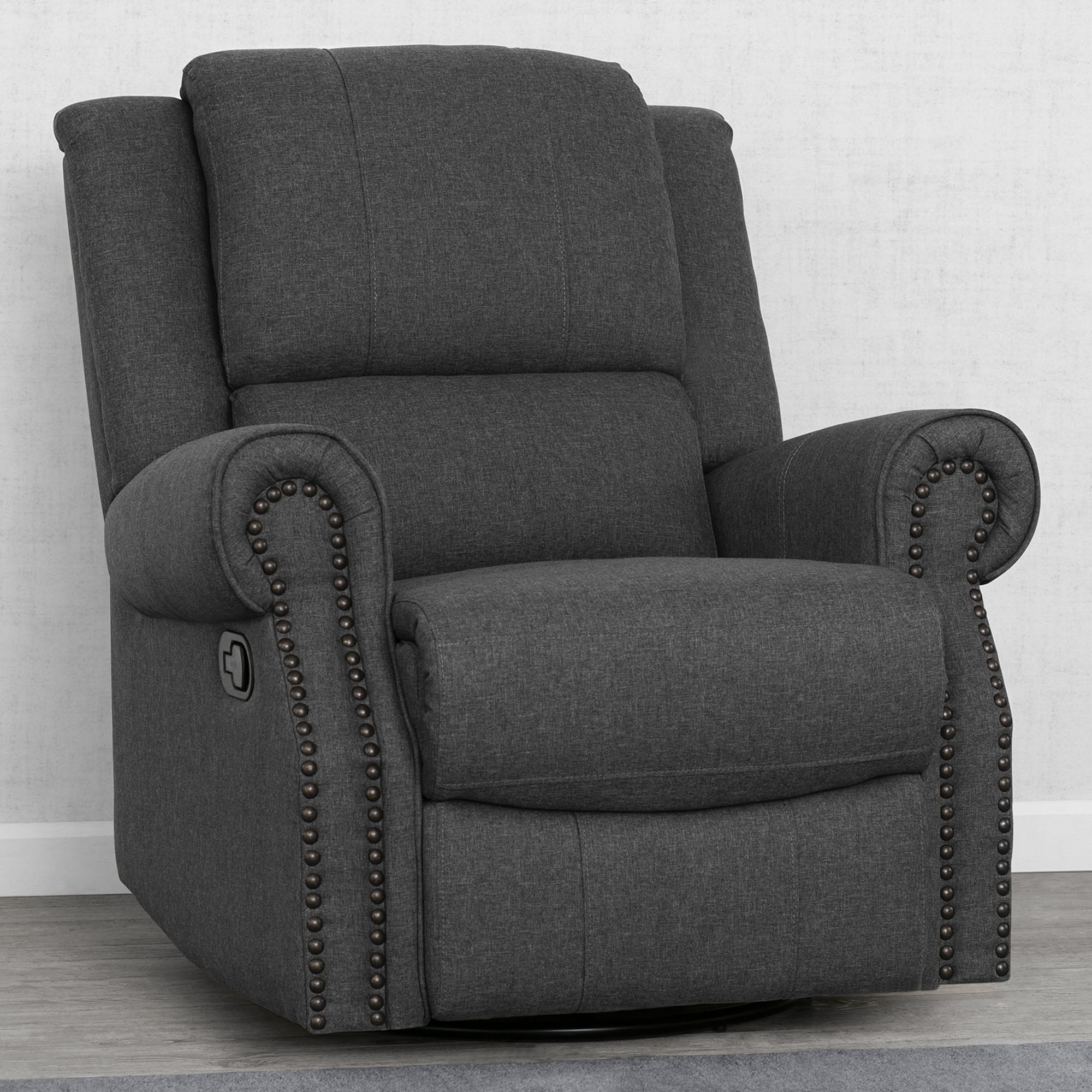 Delta Children Drake Nursery Glider Swivel Recliner, Charcoal