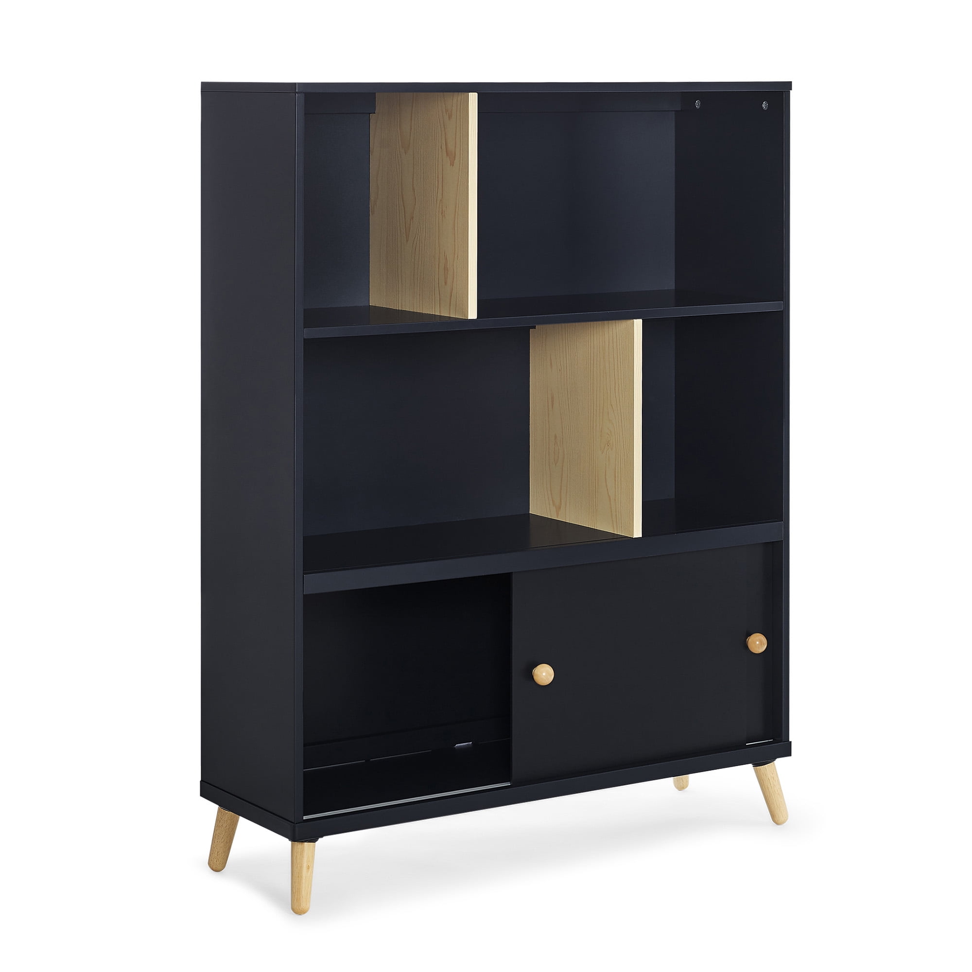 Delta Children Essex Storage Bookcase - Greenguard Gold Certified, Ebony Black with Natural