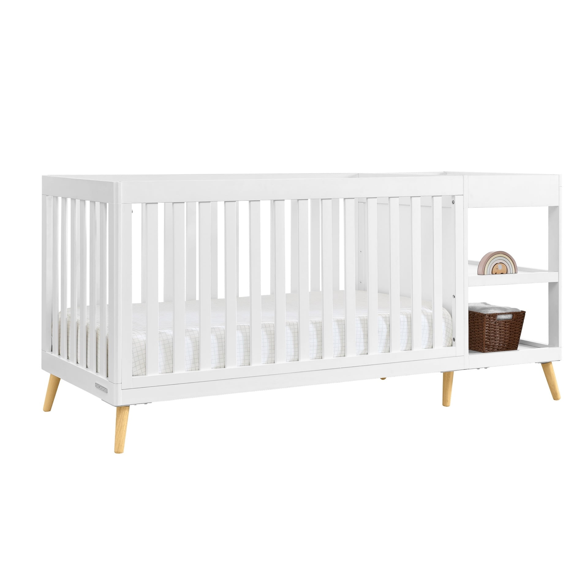 Delta Children Essex 4-in-1 Convertible Crib and Changer, Bianca White w/Natural