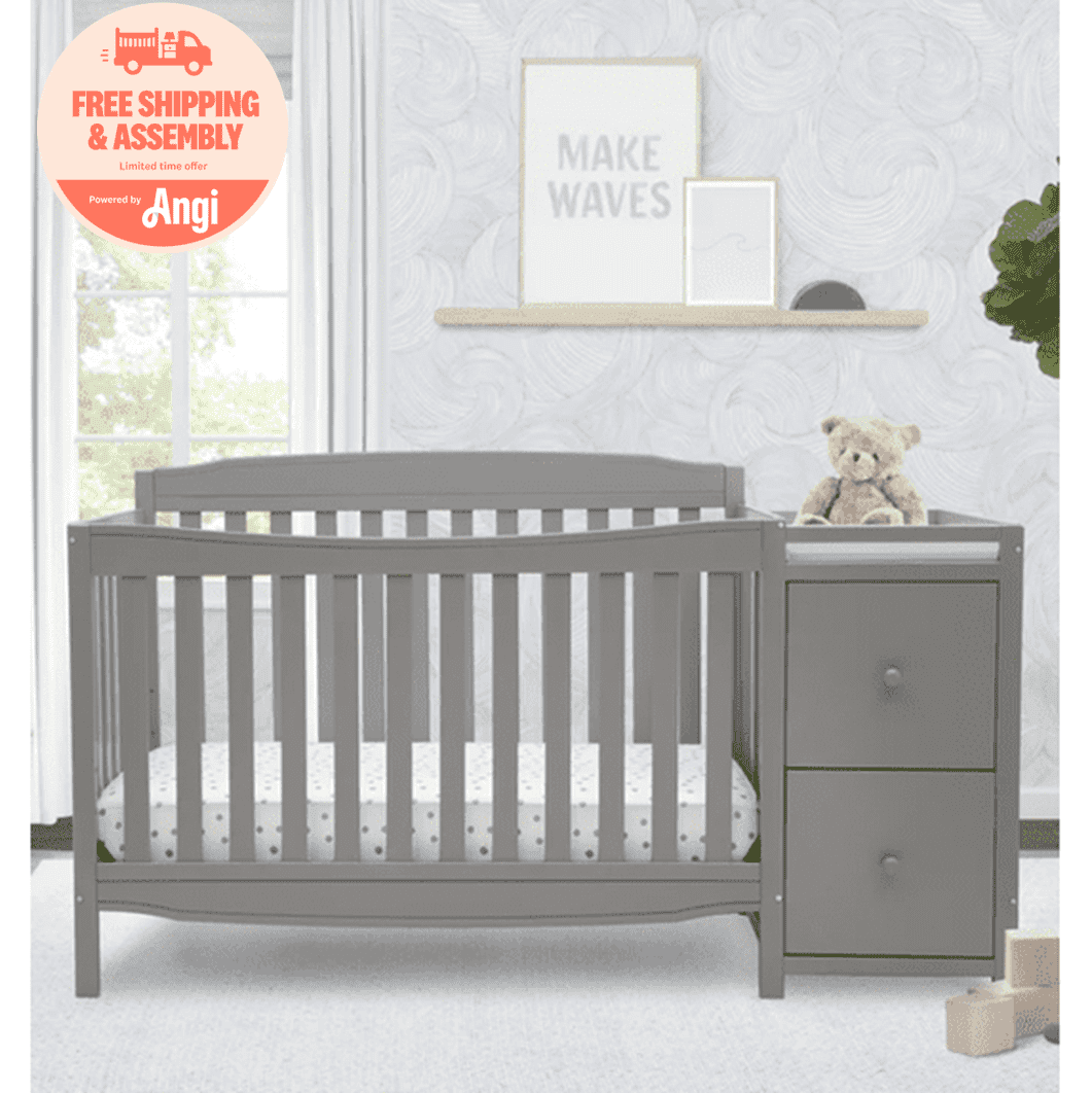 Delta Children Mason 6-in-1 Convertible Crib and Changer, Gray
