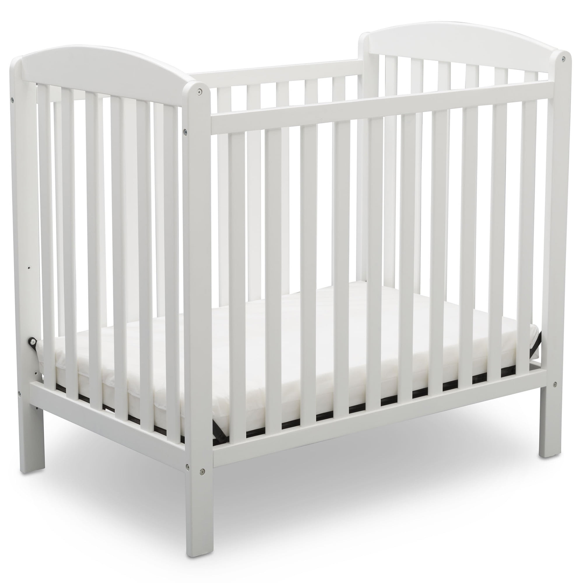 Delta Children NEW Gateway Mini Convertible Baby Crib with Mattress, Bianca White