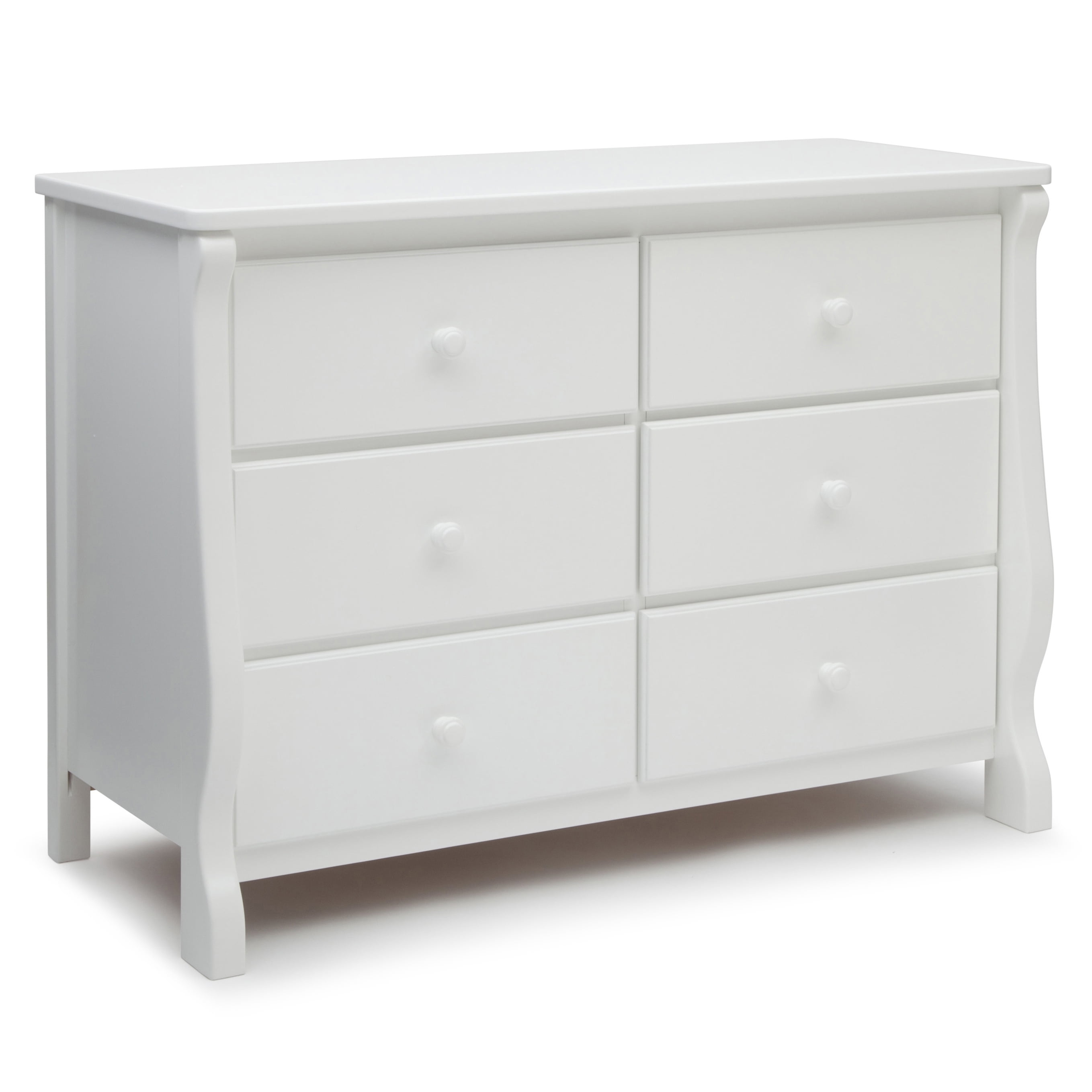 Delta Children Universal 6 Drawer Dresser with Interlocking Drawers - Greenguard Gold Certified, White