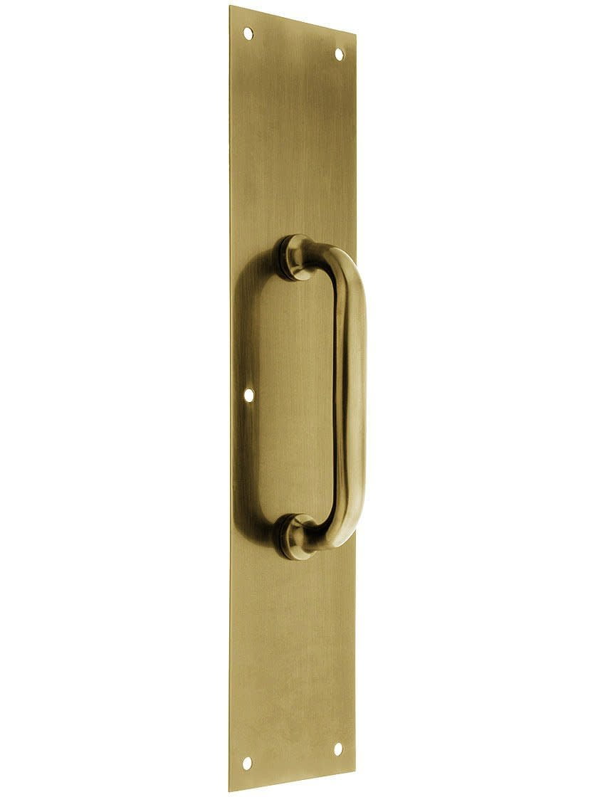 Deltana PPH55U5 Push Plate with Handle 3-1/2" x 15 " - Handle 5 1/2"; Antique Brass Finish