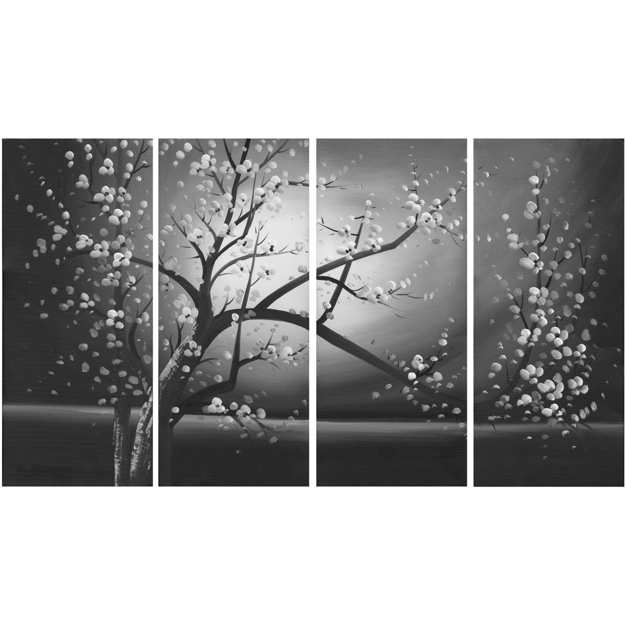 Design Art Blossoming in the Moonlight, Wall Art Canvas, 4 Pieces, 48" x 28"