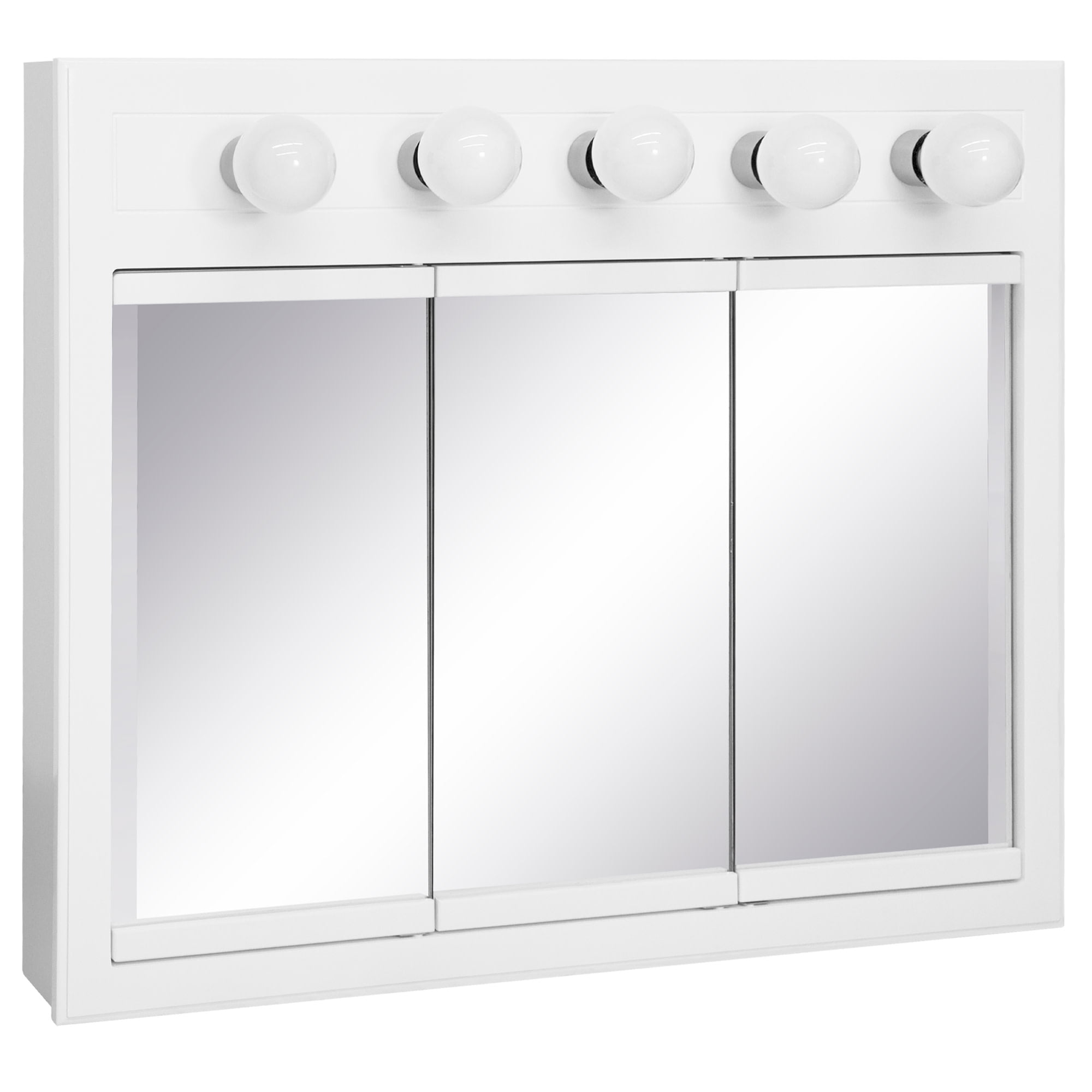 Design House Concord 36" Wall Mounted 5-Light Tri-View Bathroom Medicine Cabinet, White