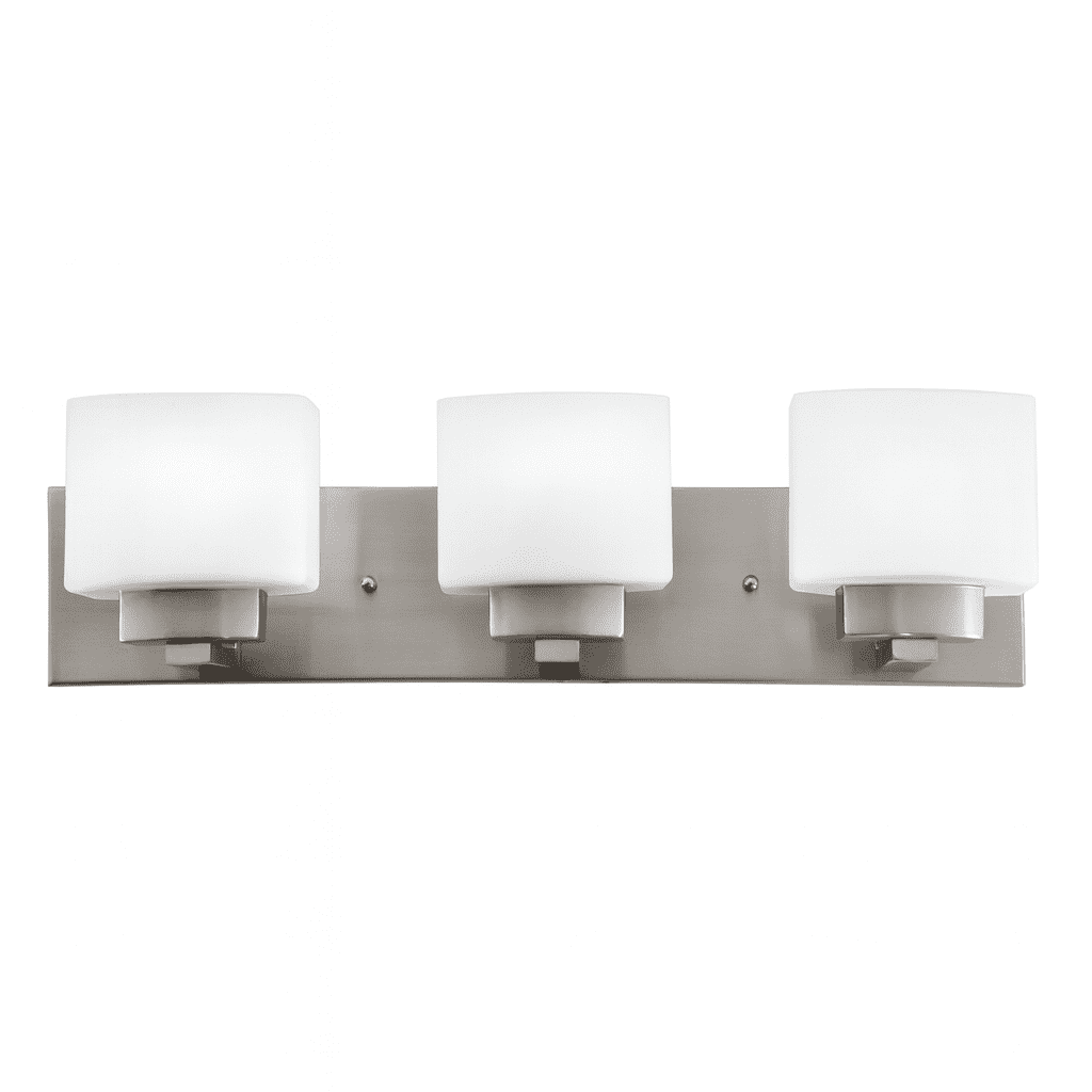 Design House Dove Creek 3 Light Dimmable Satin Nickel Vanity Light with Frosted Glass Shades