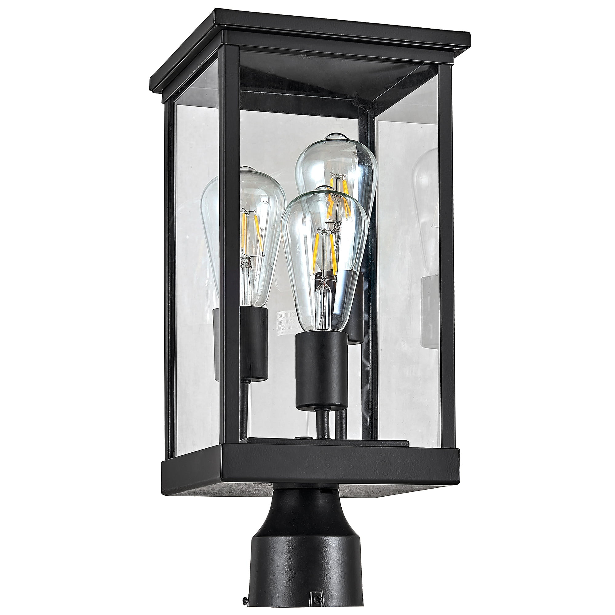 Design House Mayfield Matte Black 3 Light Indoor/Outdoor Weather Resistant Post Lantern Light with Clear Glass