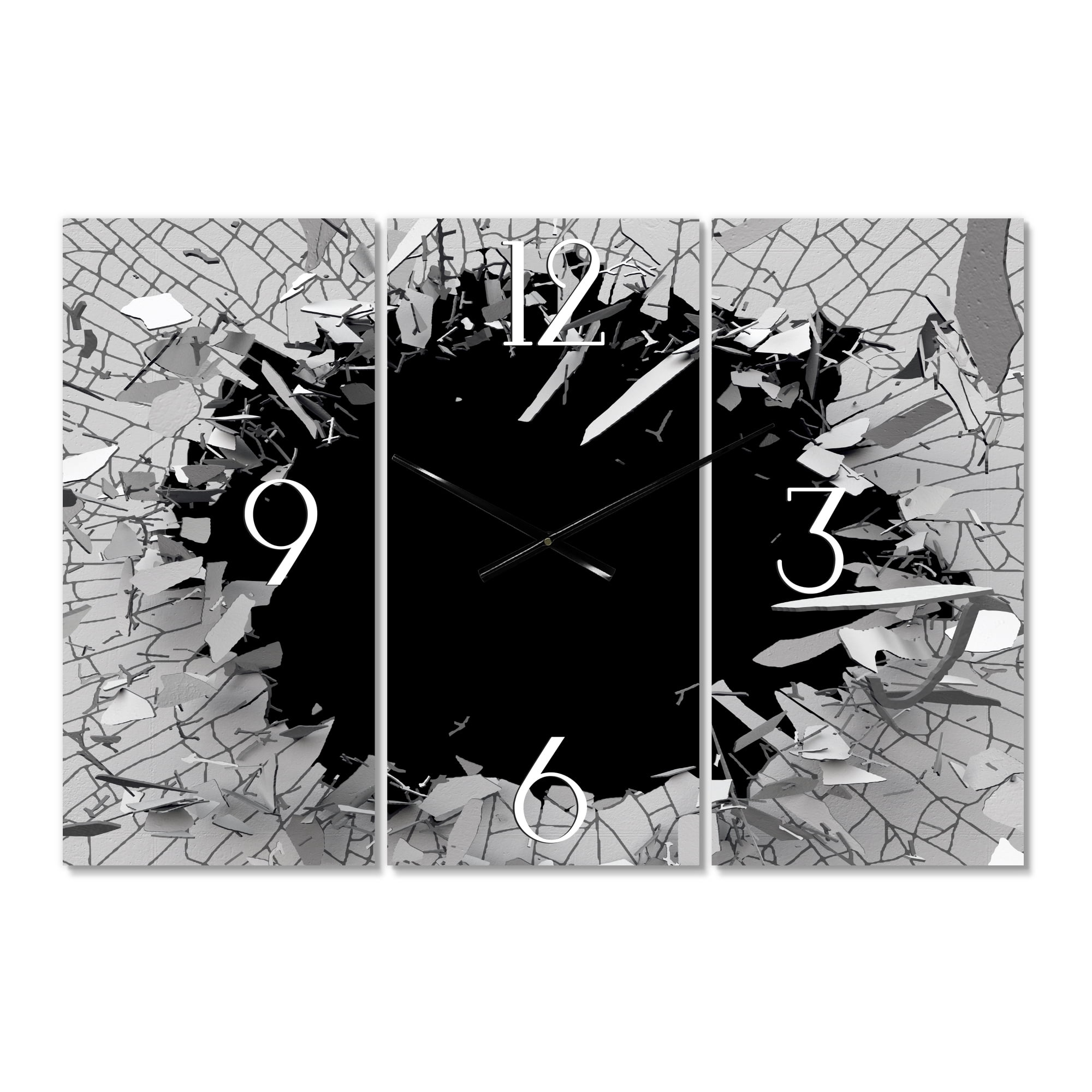 Designart 'Abstract Broken Wall 3D Design' Modern Wall Clock