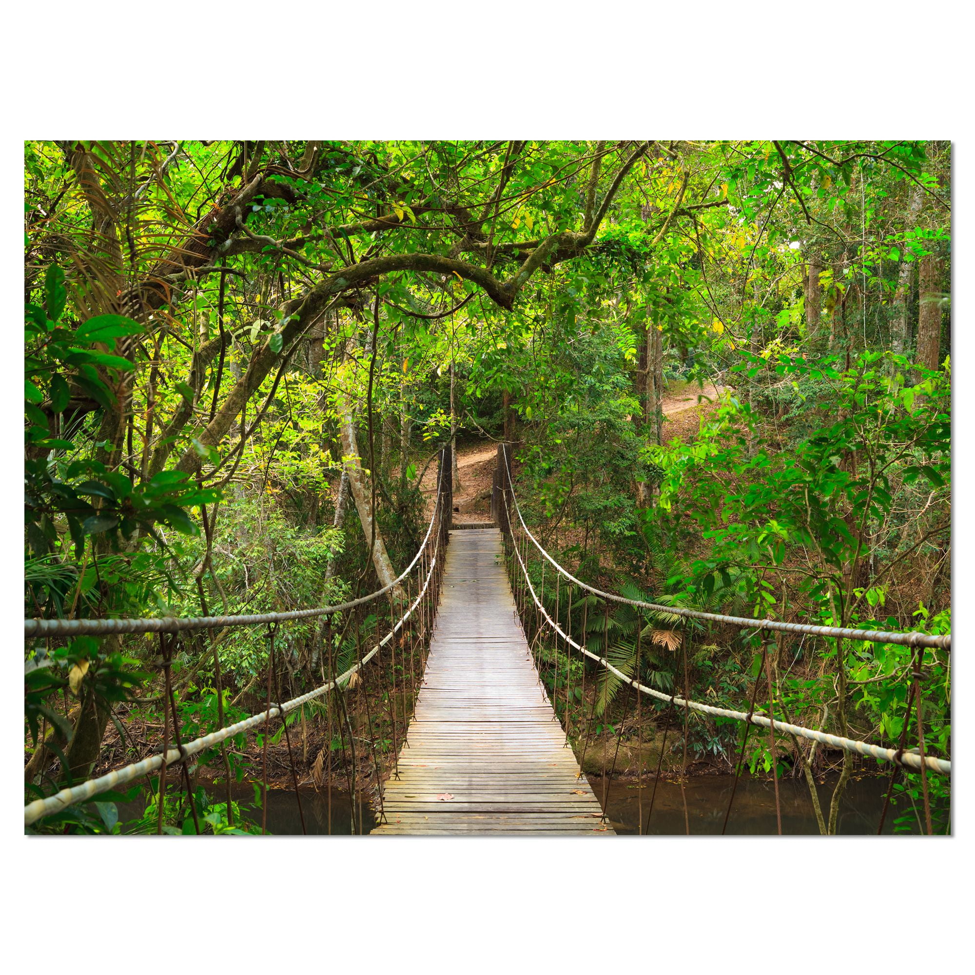 Designart 'Bridge to Jungle Thailand ' Landscape Photo Canvas Art Print