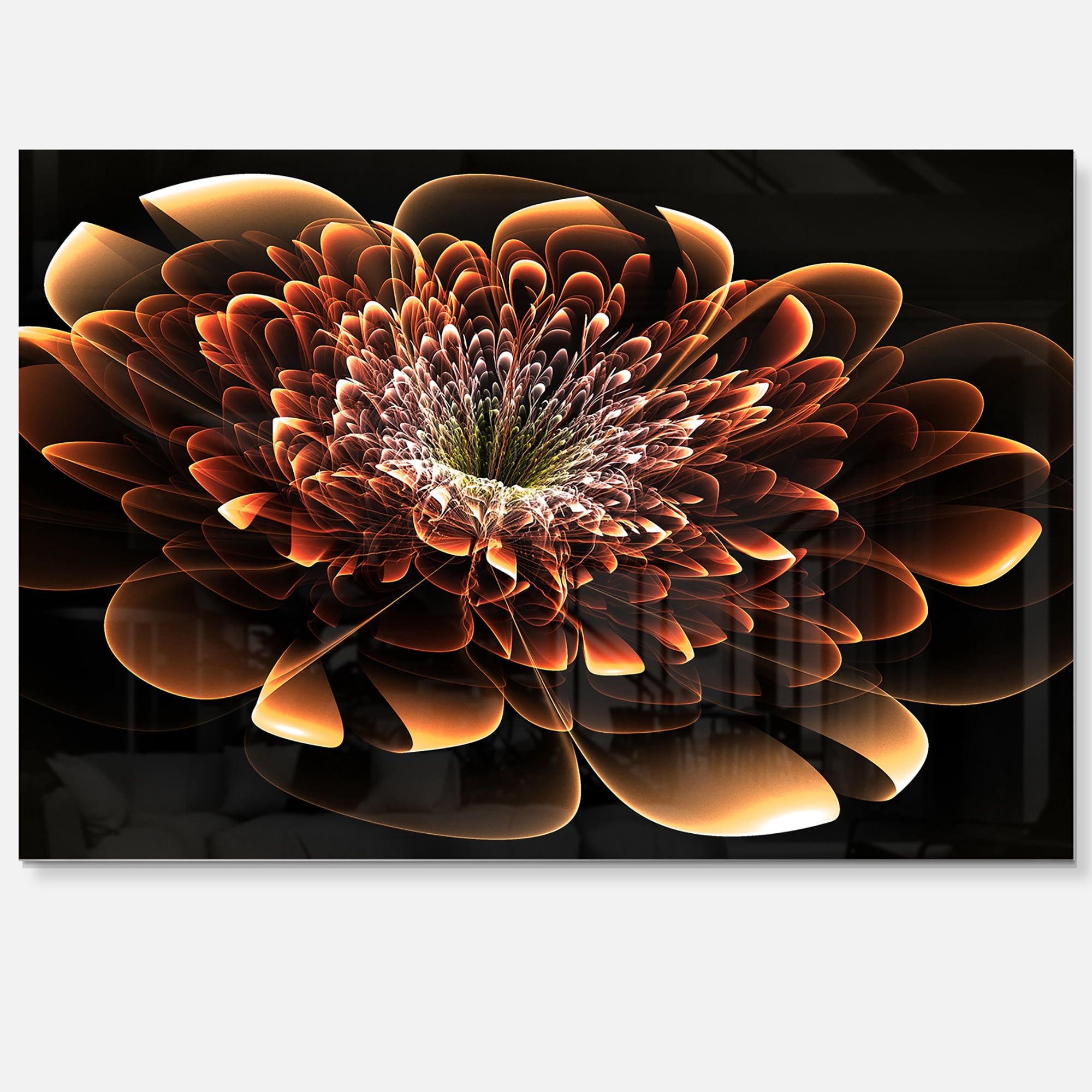 Designart 'Brown Fractal Flower ' Modern Floral Metal Wall Art
