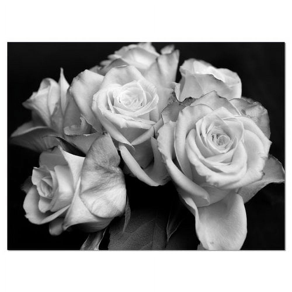 Designart 'Bunch of Roses Black and White ' Floral Art Canvas Print